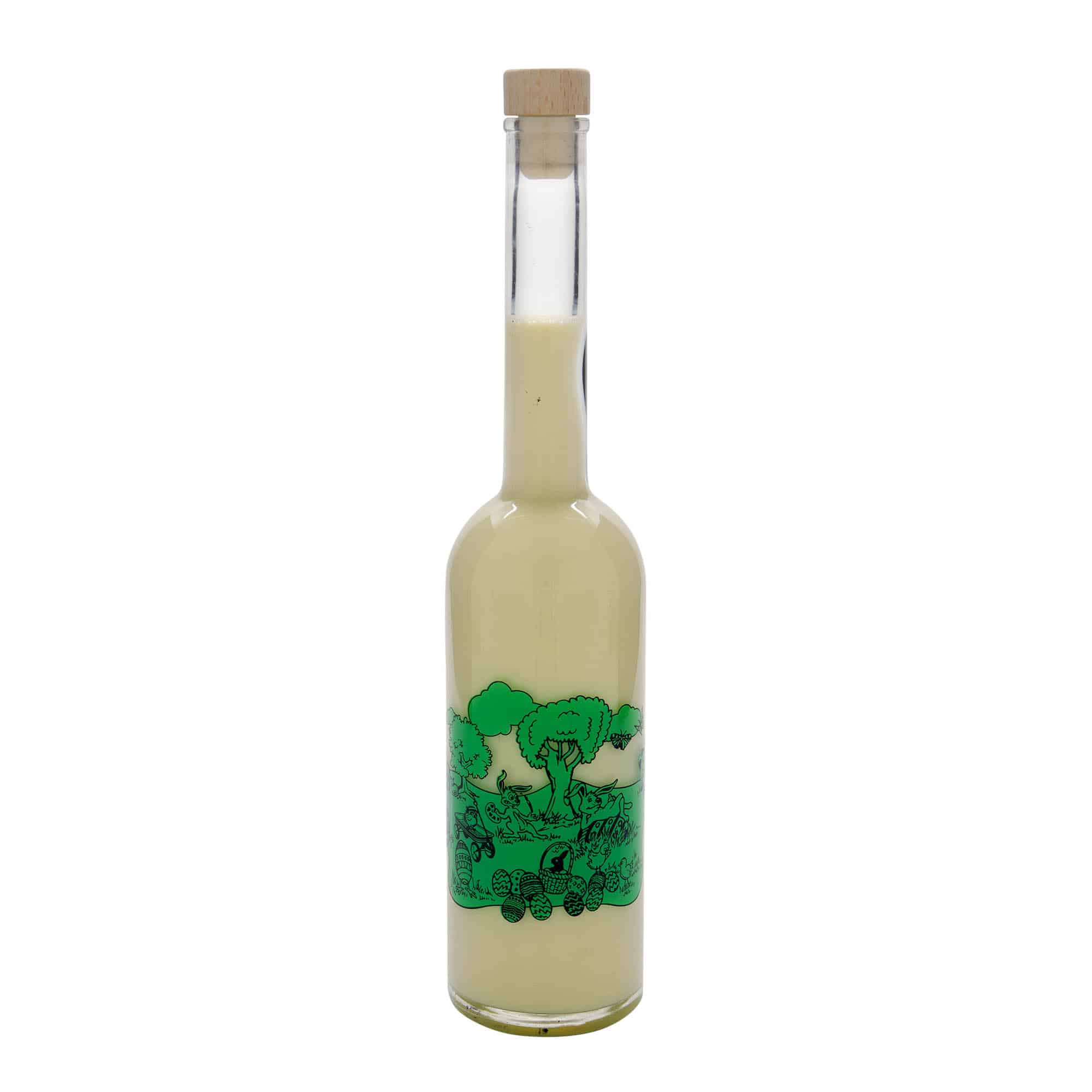 500 ml Glasflasche «Opera», Motiv: Frohe Ostern, Mündung: Kork
