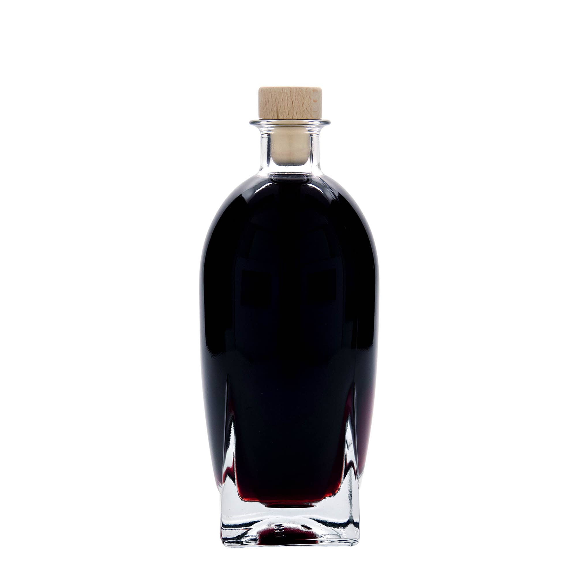 500 ml Glasflasche 'Zino', quadratisch, Mündung: Kork