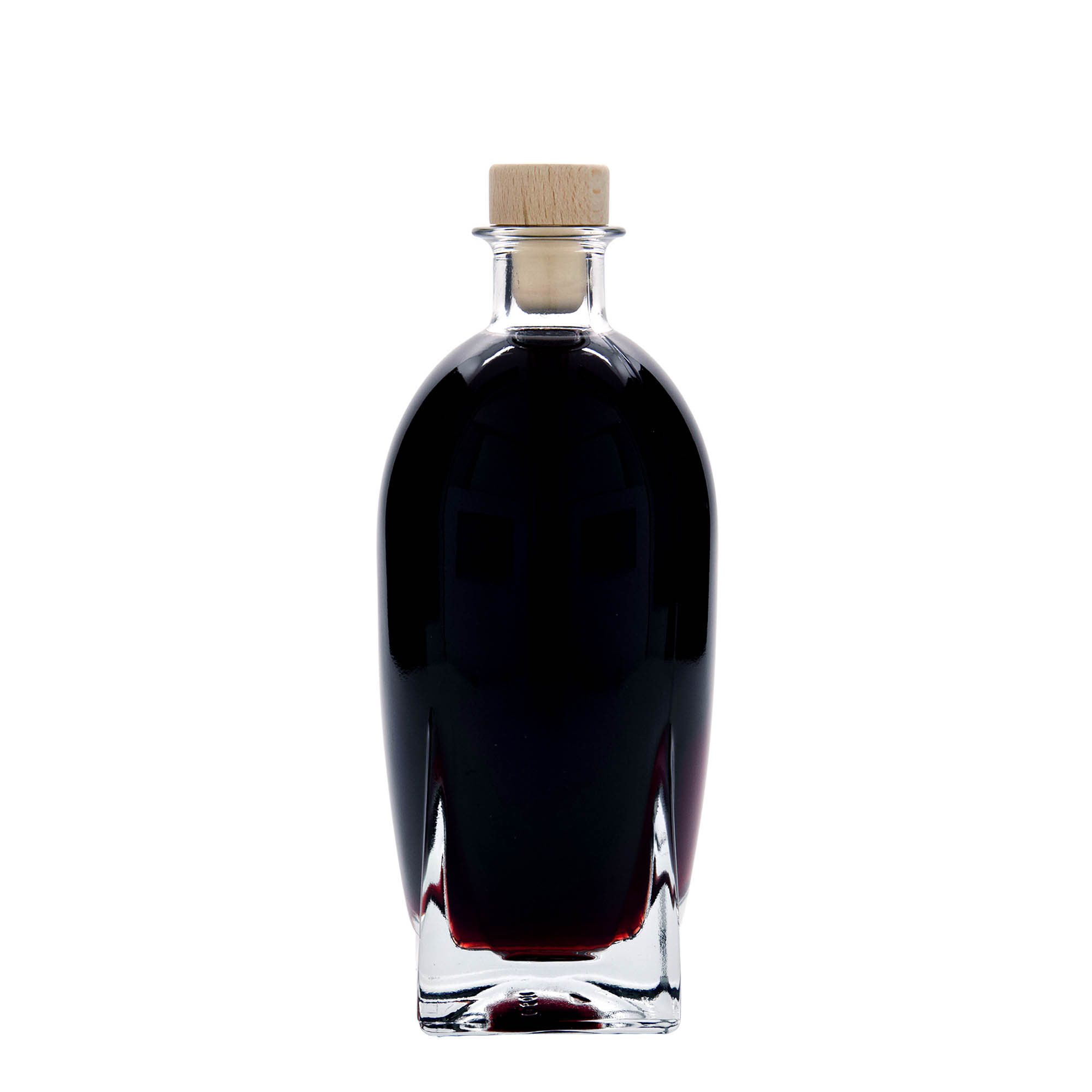 500 ml Glasflasche 'Zino', quadratisch, Mündung: Kork