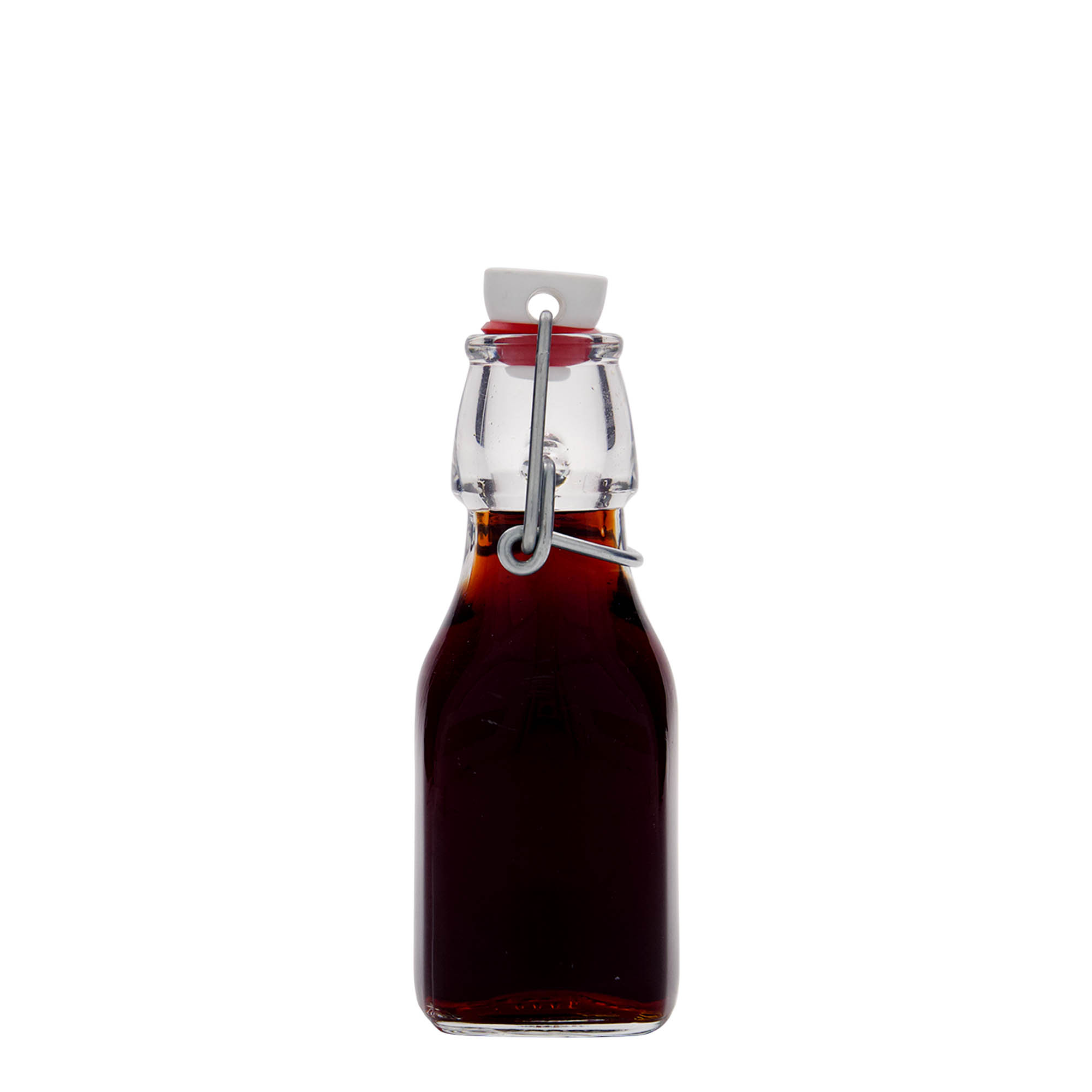 125 ml Glasflasche «Swing», quadratisch, Mündung: Bügelverschluss 125 ml Glasflasche «Swing», quadratisch, Mündung: Bügelverschluss