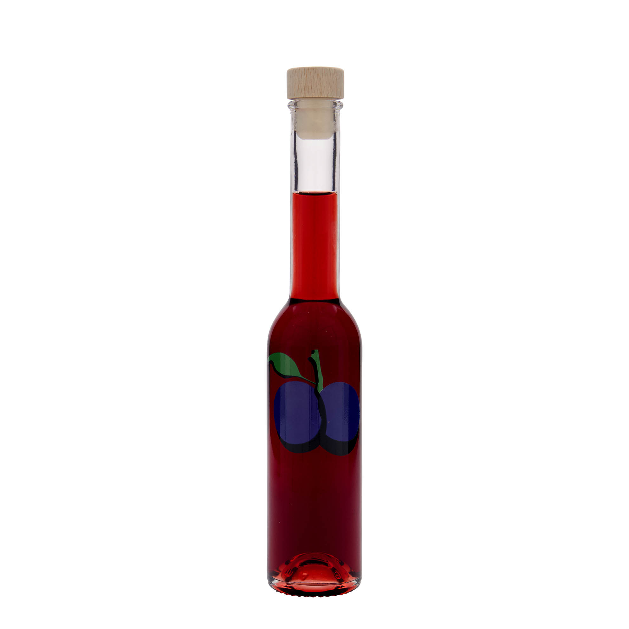 200 ml Glasflasche «Opera», Motiv: Pflaume, Mündung: Kork
