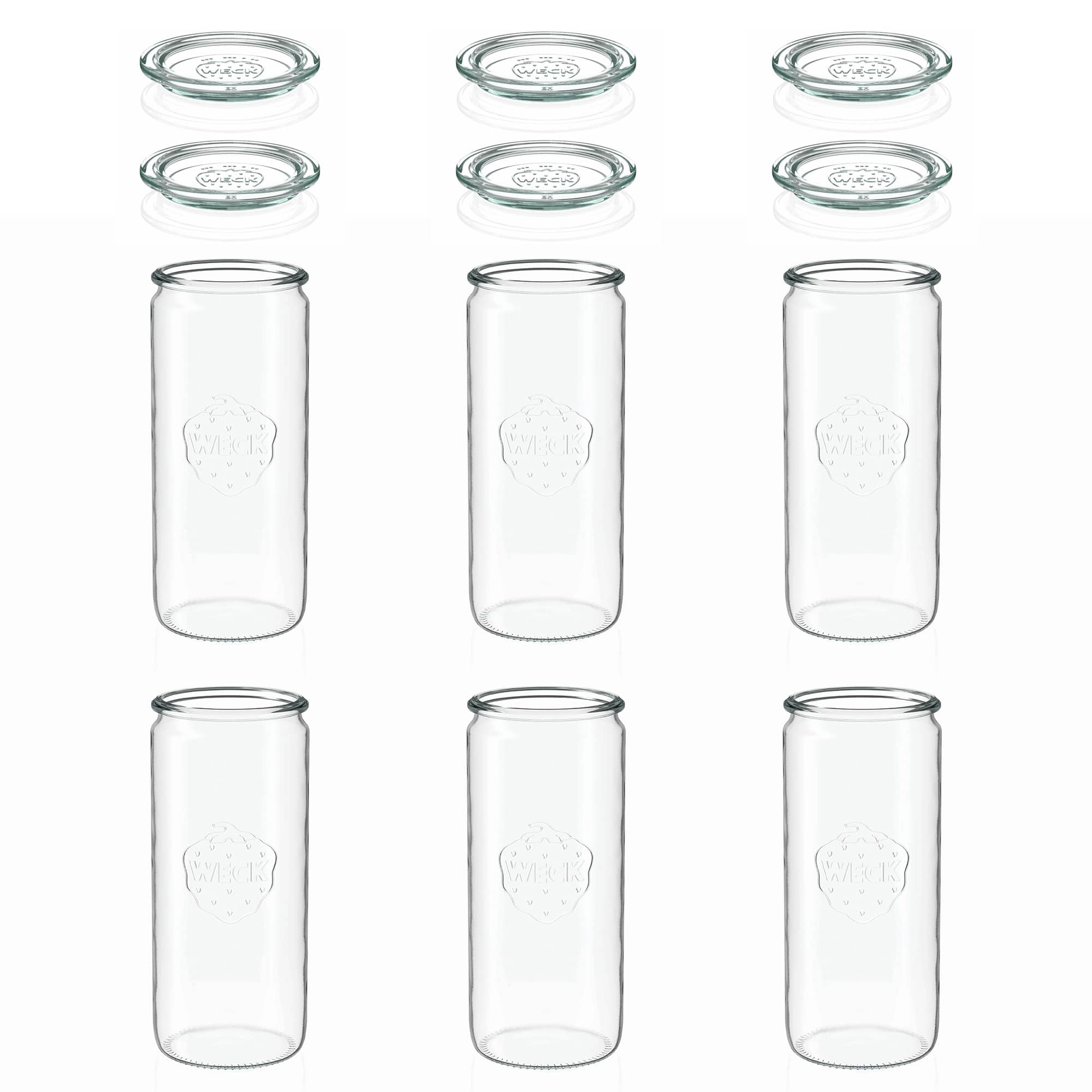 6x 1040 ml WECK-Zylinderglas mit Glasdeckel RR 80
