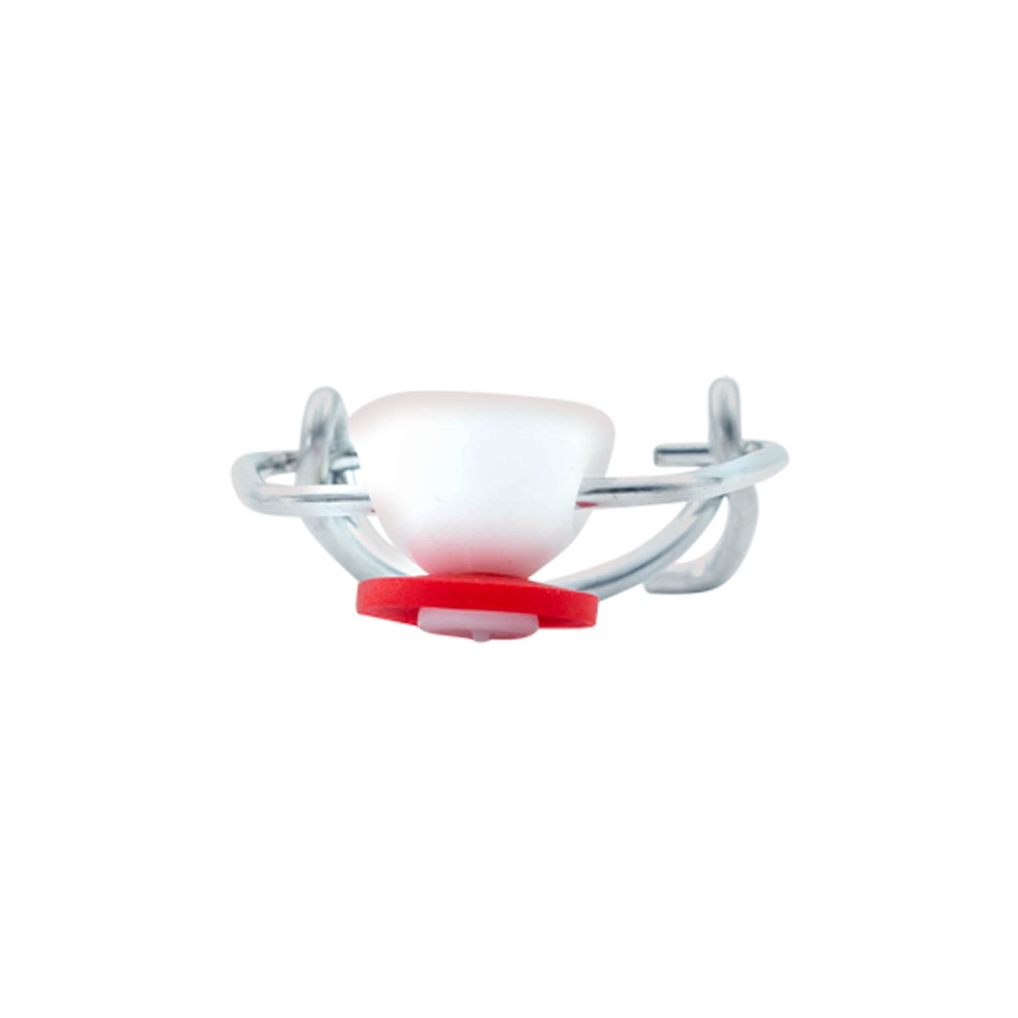 Bügelverschluss Mini, Kunststoff, rot-weiss