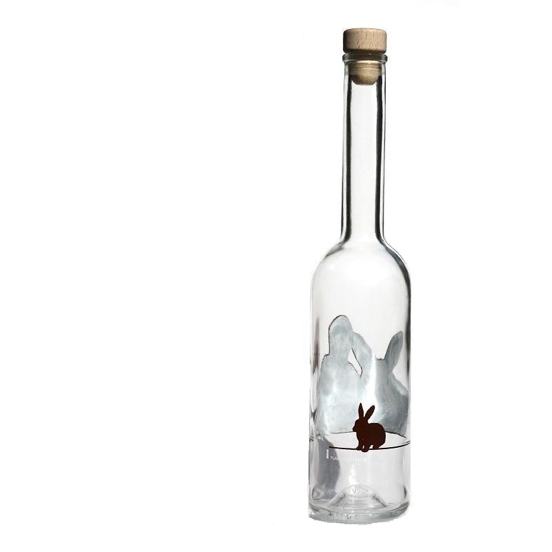 500 ml Glasflasche «Opera», Motiv: Kaninchen, Mündung: Kork