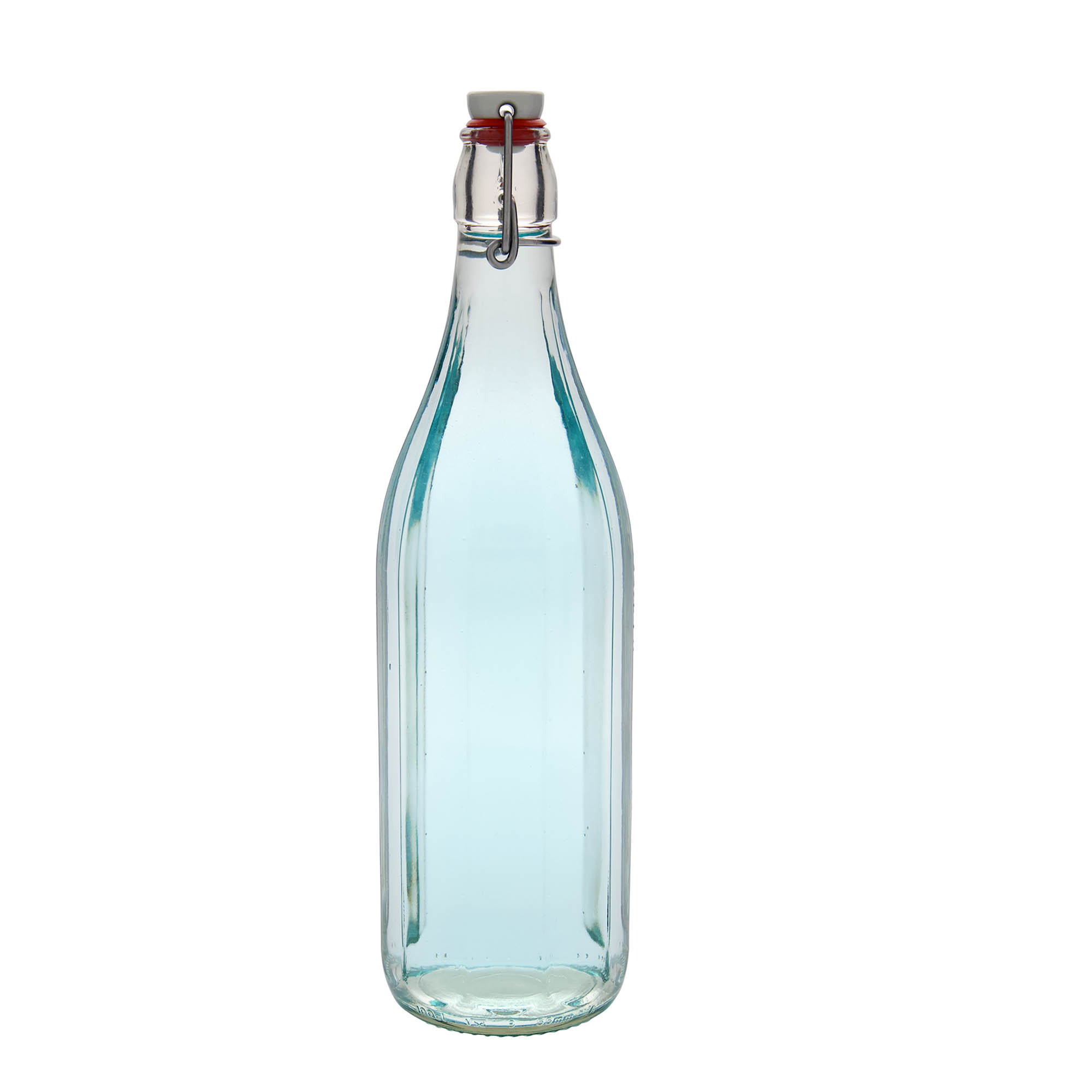 1.000 ml Glasflasche «Bravo», zehneckig, Mündung: Bügelverschluss 1.000 ml Glasflasche «Bravo», zehneckig, Mündung: Bügelverschluss