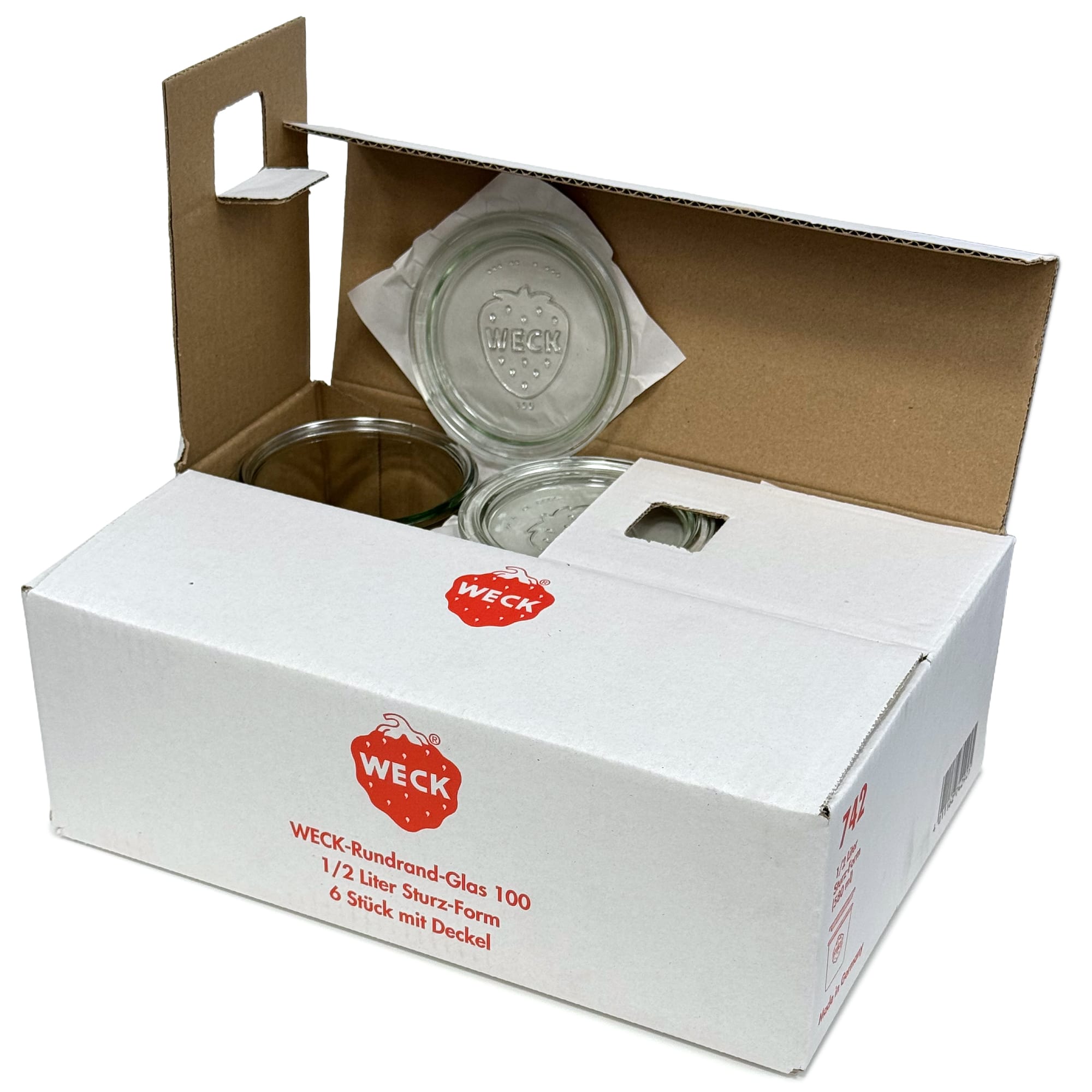 6x 580 ml WECK-Sturzglas mit Glasdeckel RR 100