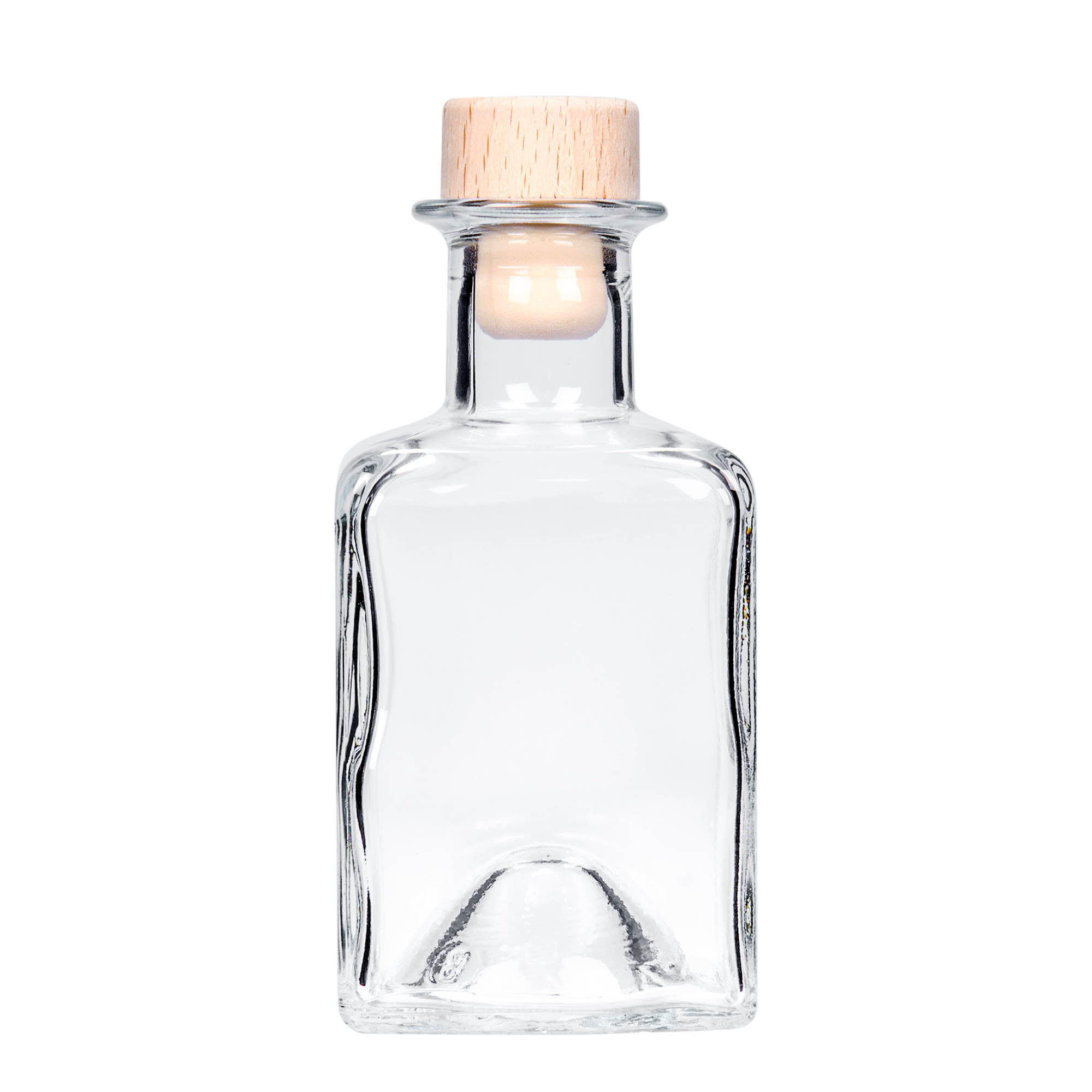 200 ml Glasflasche «Kubica», quadratisch, Mündung: Kork