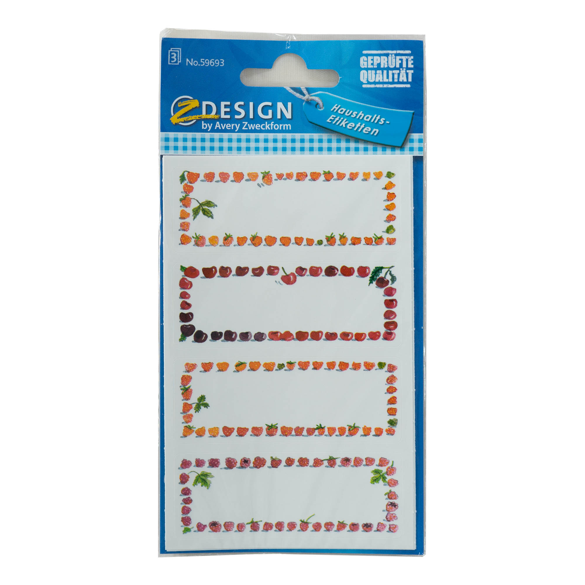 Zweckform Etiketten «Frucht-Rahmen», rechteckig, Papier, mehrfarbig