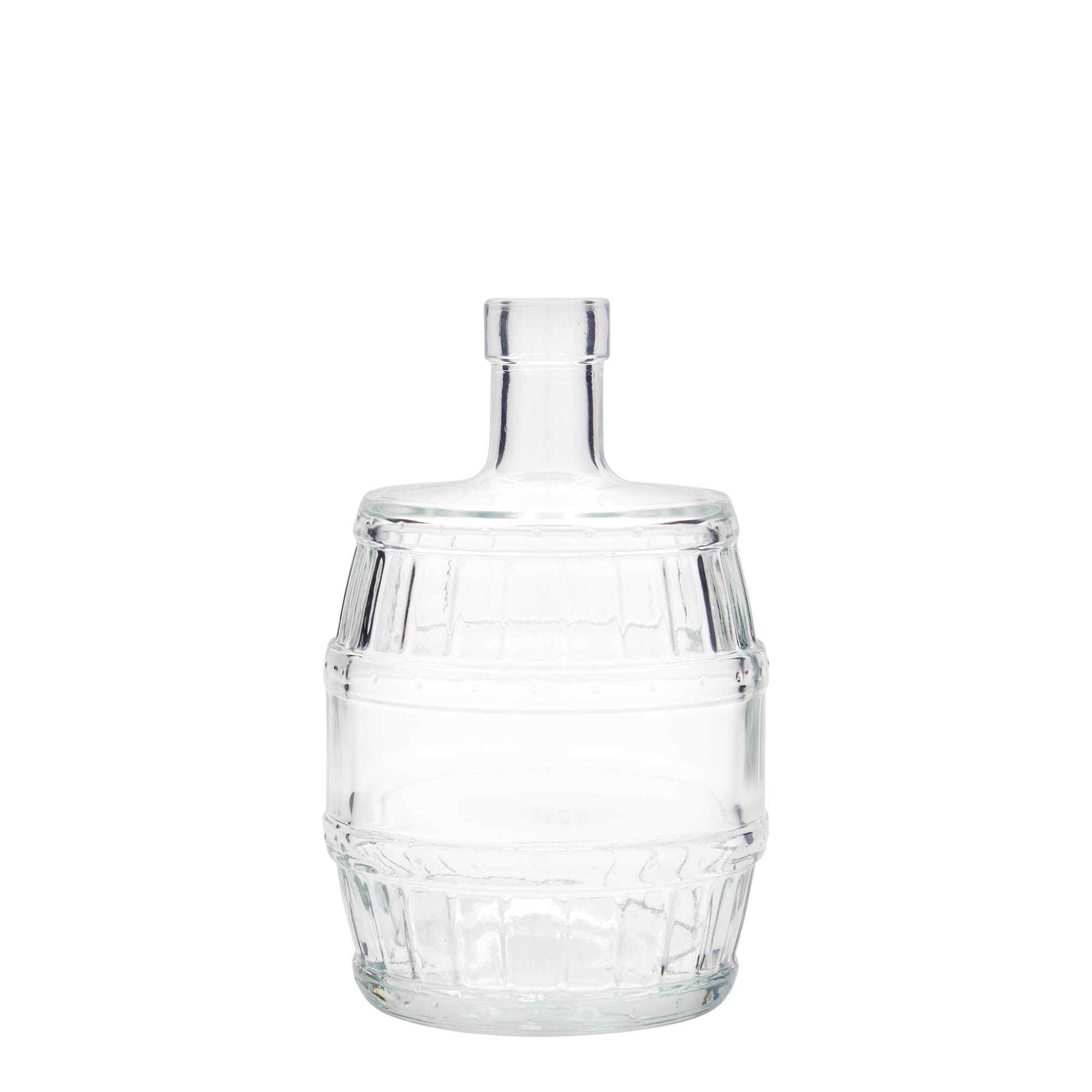 500 ml Glasflasche 'Fass', Mündung: Kork 500 ml Glasflasche 'Fass', Mündung: Kork