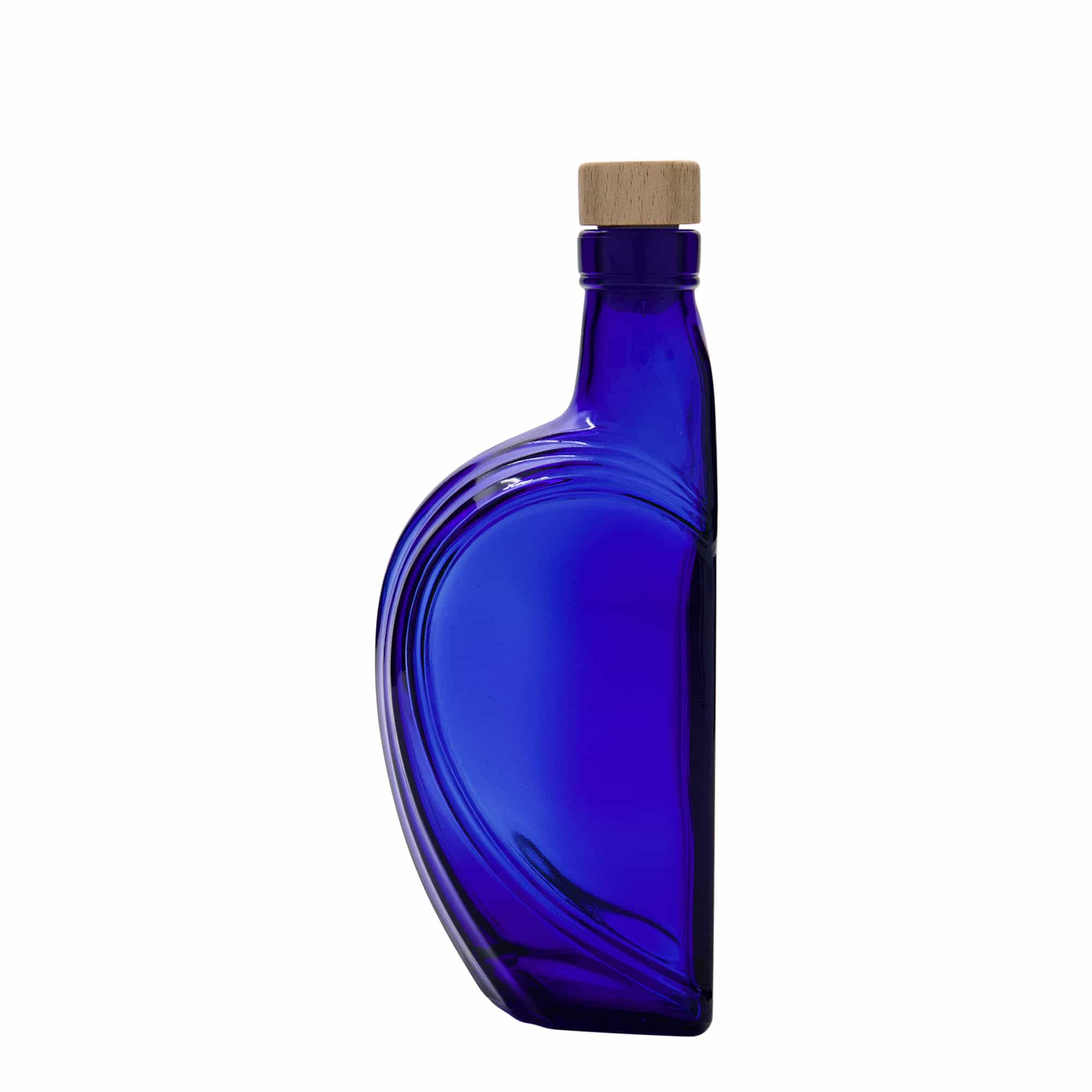 375 ml Glasflasche «Sweethearts», rechteckig, royalblau, Mündung: Kork