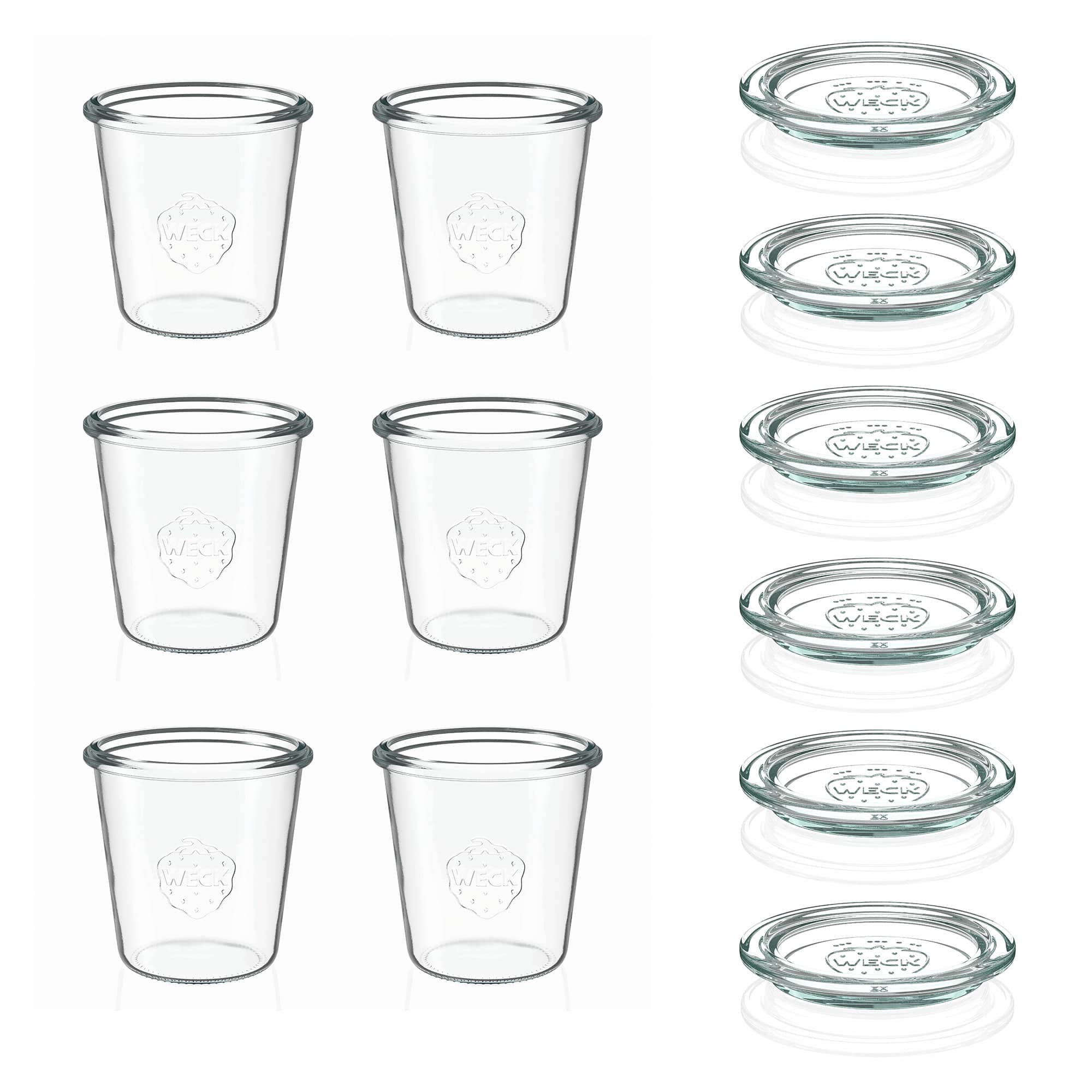 6x 290 ml WECK-Sturzglas hoch mit Glasdeckel RR 80
