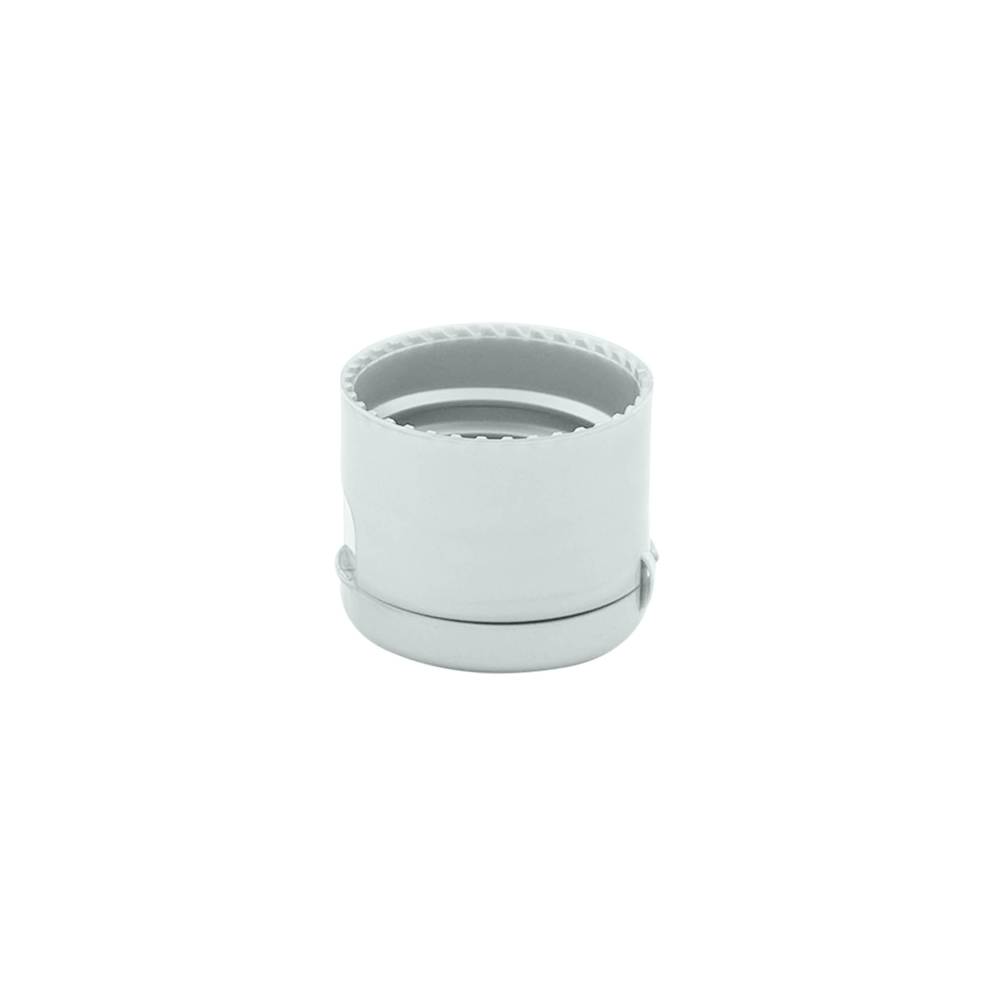 Schraubverschluss Klappscharnier , PP-Kunststoff, silber, für Mündung: 24/410 Schraubverschluss Klappscharnier , PP-Kunststoff, silber, für Mündung: 24/410