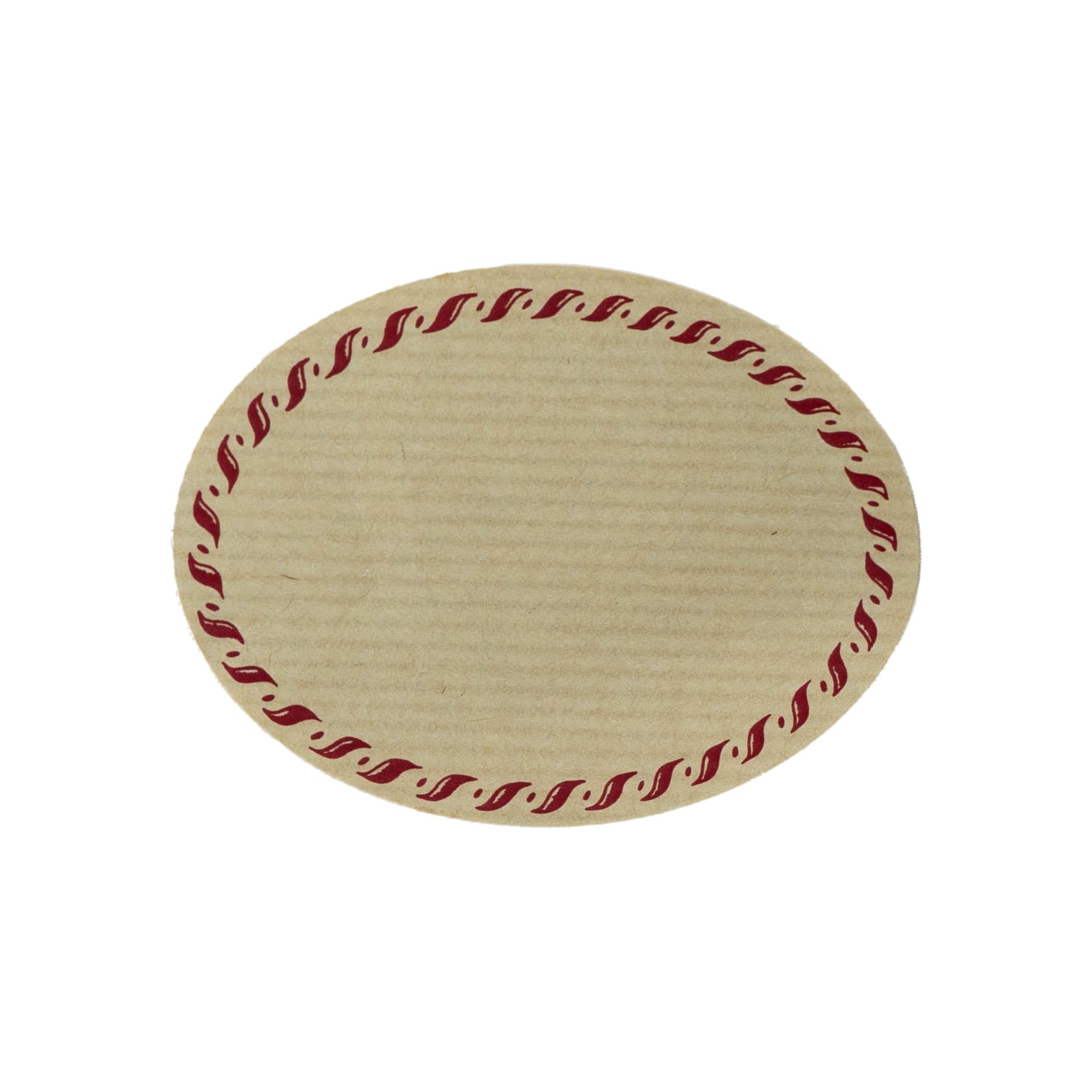 Grosses Naturetikett «Kordelrand», oval, Papier, rot-braun