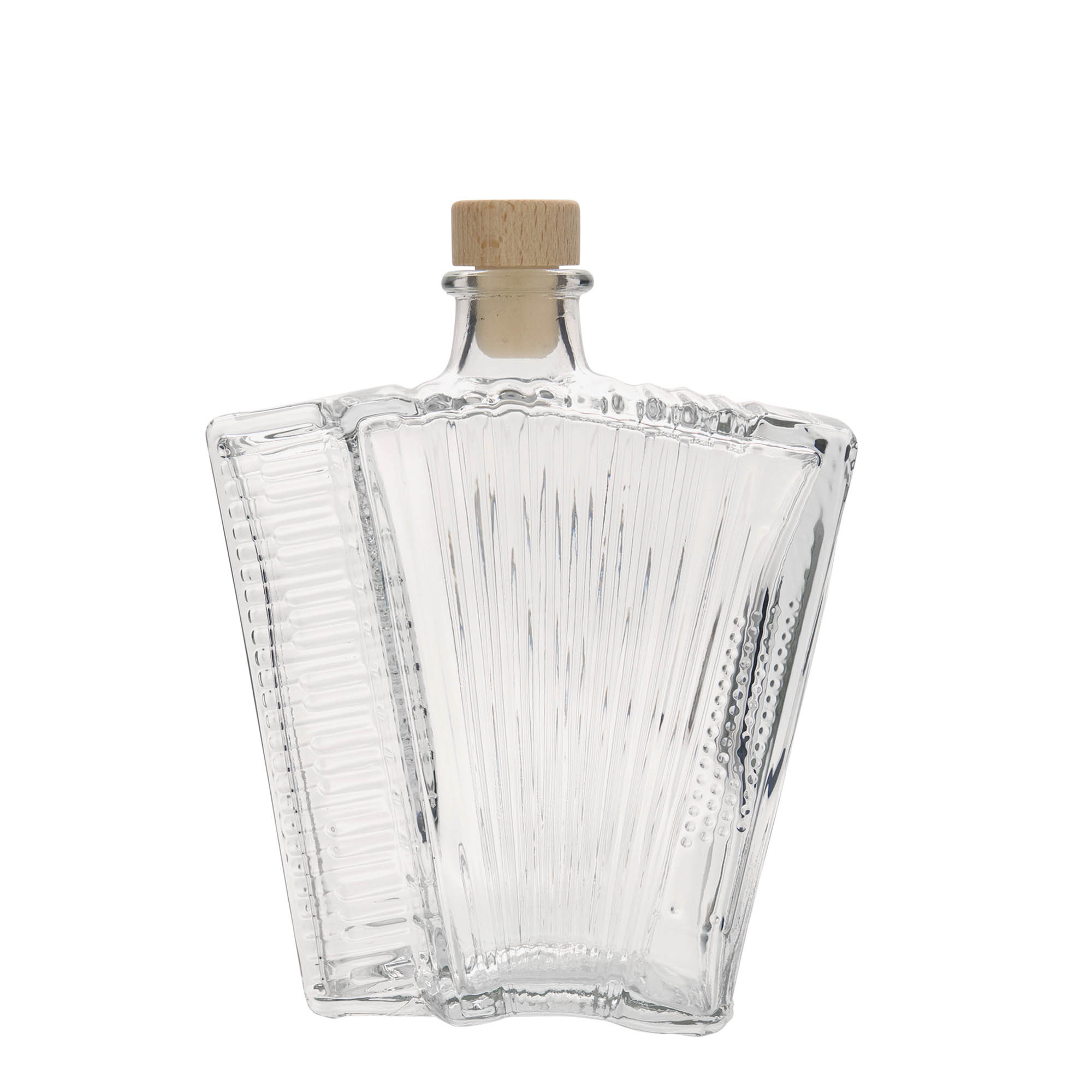 500 ml Glasflasche 'Akkordeon', Mündung: Kork 500 ml Glasflasche 'Akkordeon', Mündung: Kork