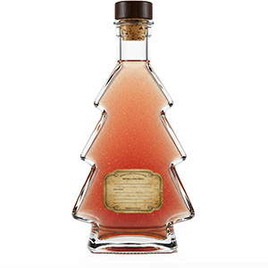 Tannenbaumflasche Produktbeispiel: gefüllte Tannenbaumflasche mit Logodesign