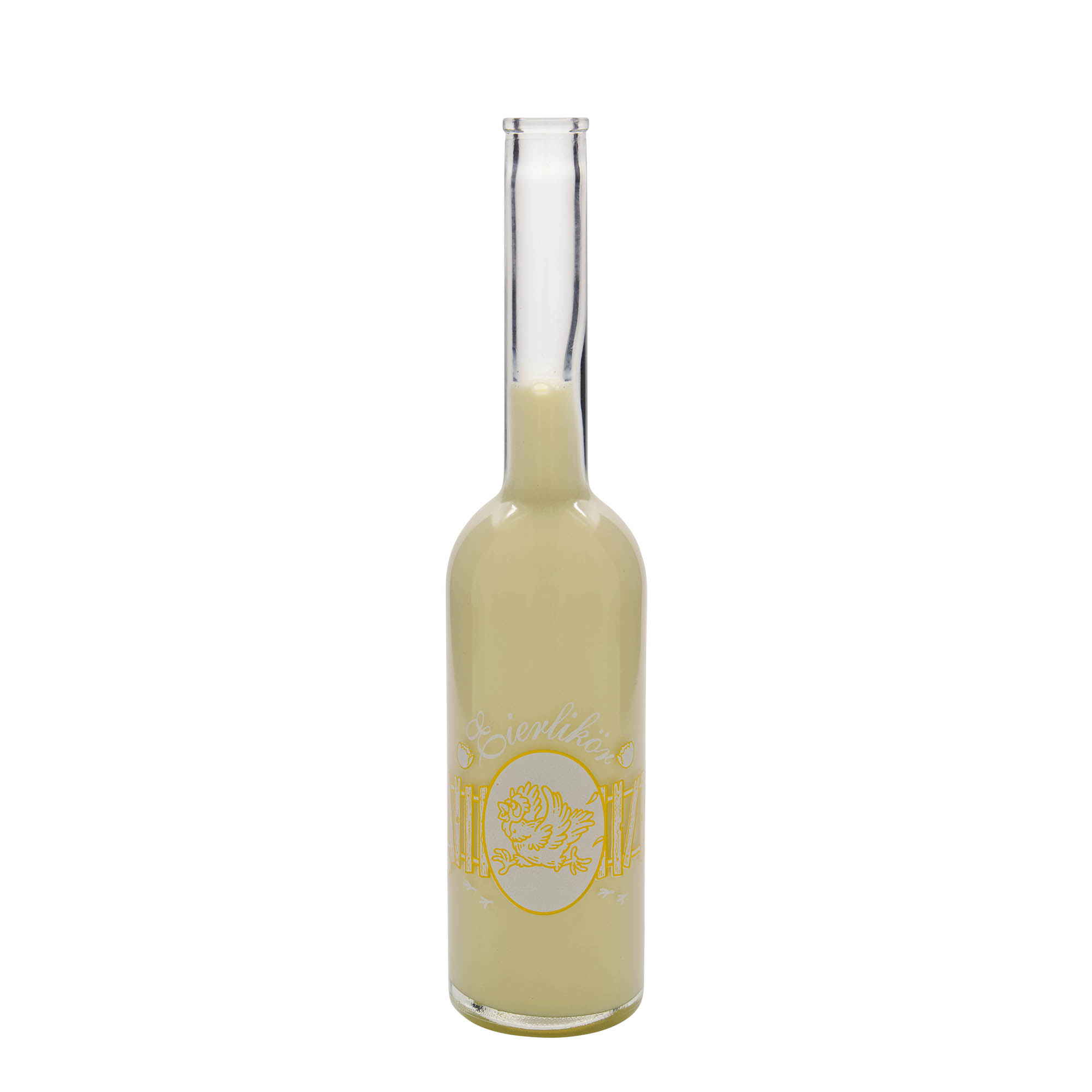 500 ml Glasflasche «Opera», Motiv: Eierlikör, Mündung: Kork