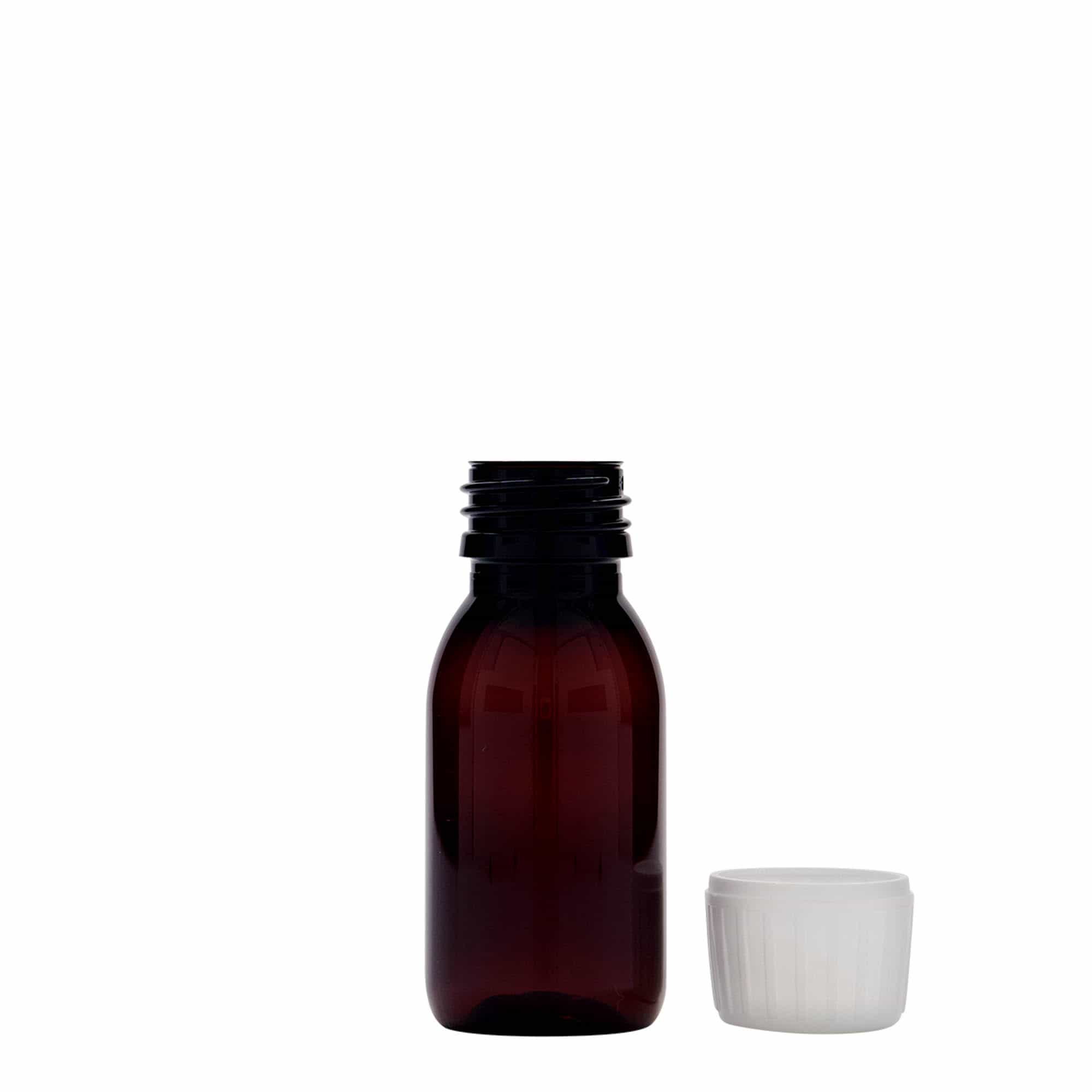 60 ml PET-Medizinflasche, braun, Kunststoff, Mündung: PP 28