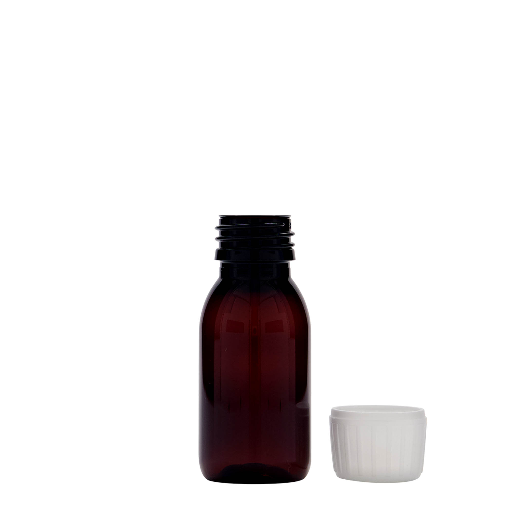 60 ml PET-Medizinflasche, braun, Kunststoff, Mündung: PP 28 60 ml PET-Medizinflasche, braun, Kunststoff, Mündung: PP 28