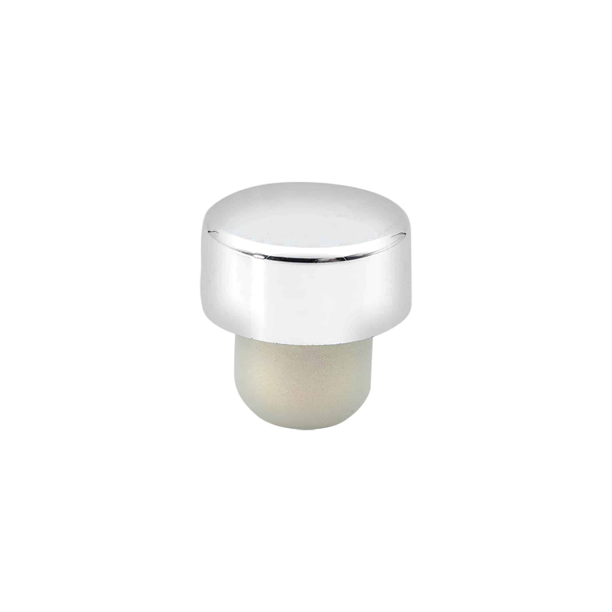 Griffkorken 19 mm, Kunststoff, silber, für Mündung: Kork