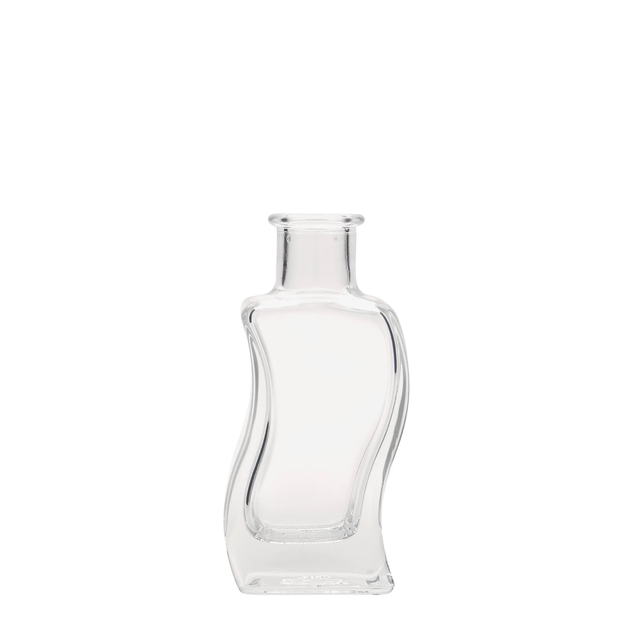 100 ml Glasflasche «Welle», quadratisch, Mündung: Kork