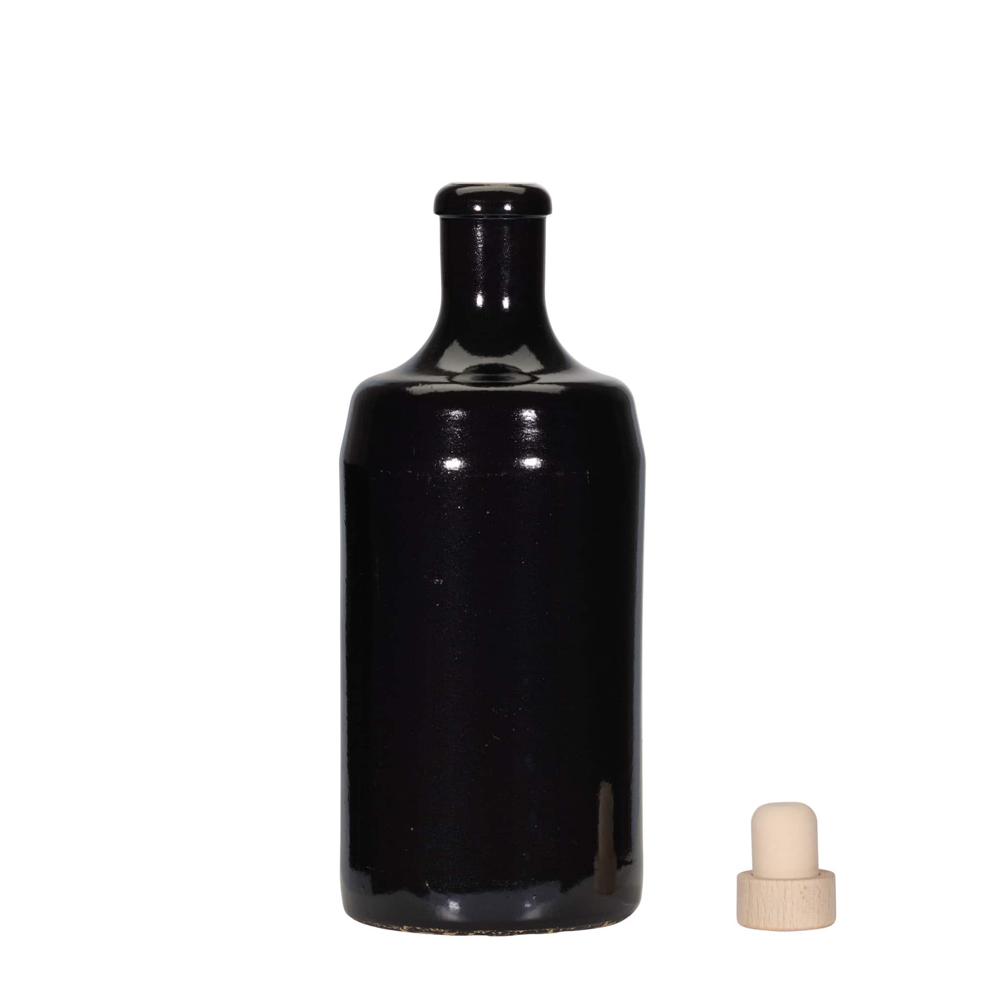 700 ml Tonkrug «Calvados», Steinzeug, schwarz, Mündung: Kork
