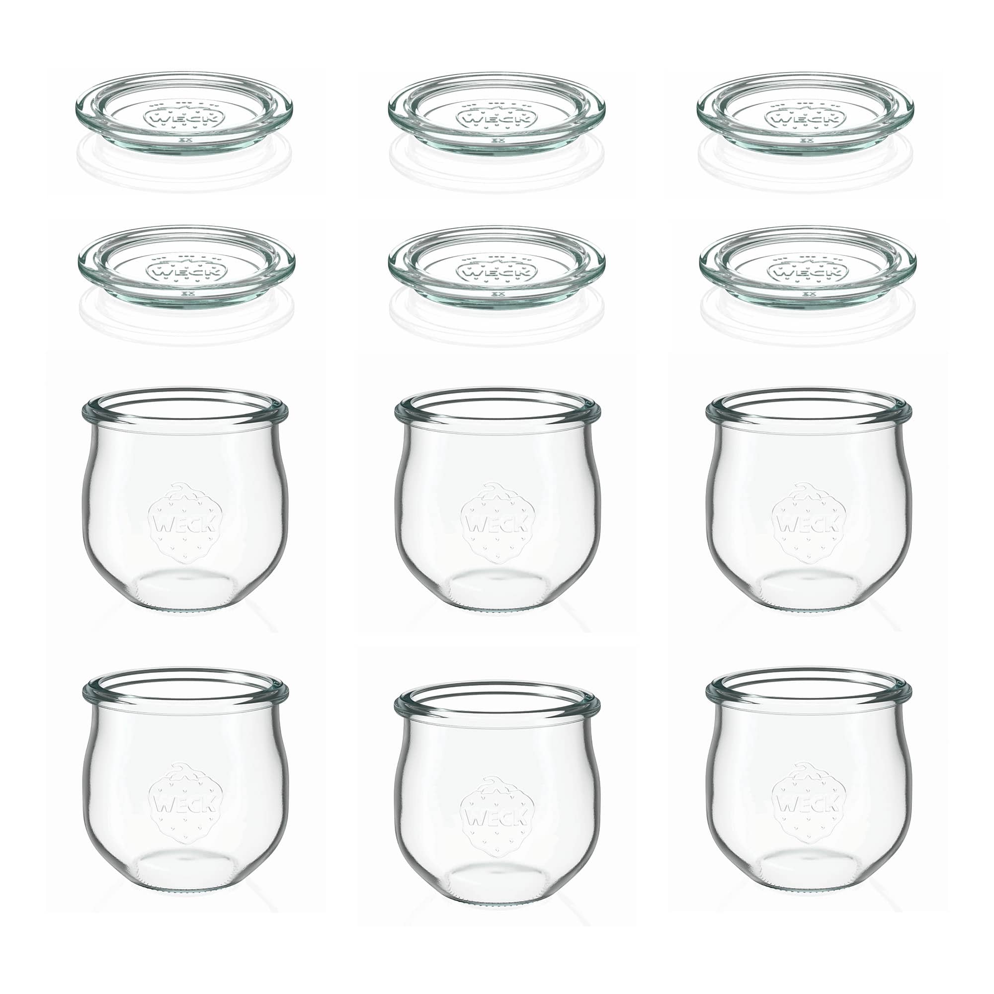 6x 370 ml WECK-Tulpenglas mit Glasdeckel RR 80