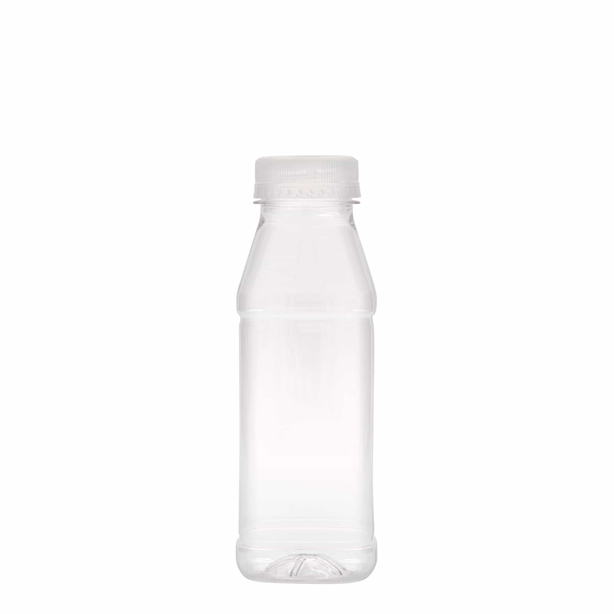 330 ml PET-Flasche «Milk and Juice Carré», quadratisch, Kunststoff, Mündung: 38 mm