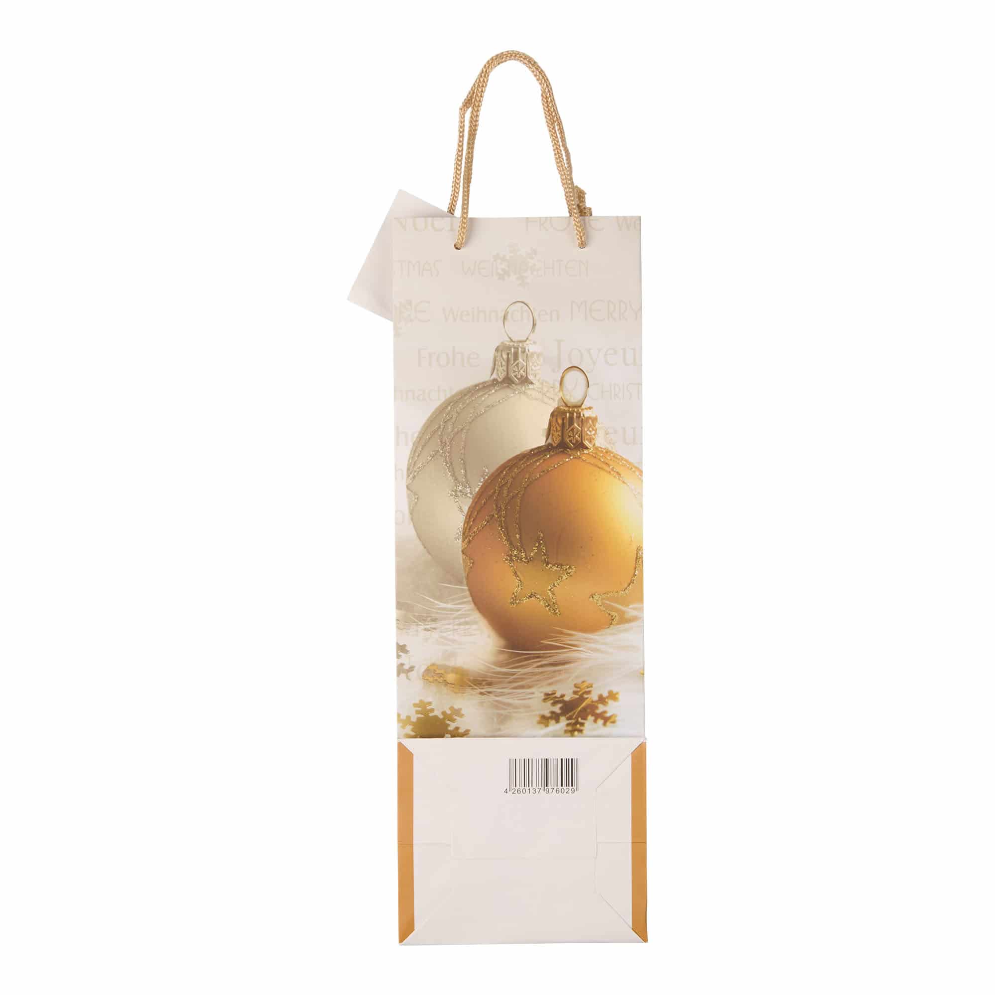 Flaschentasche, quadratisch, Papier, gold