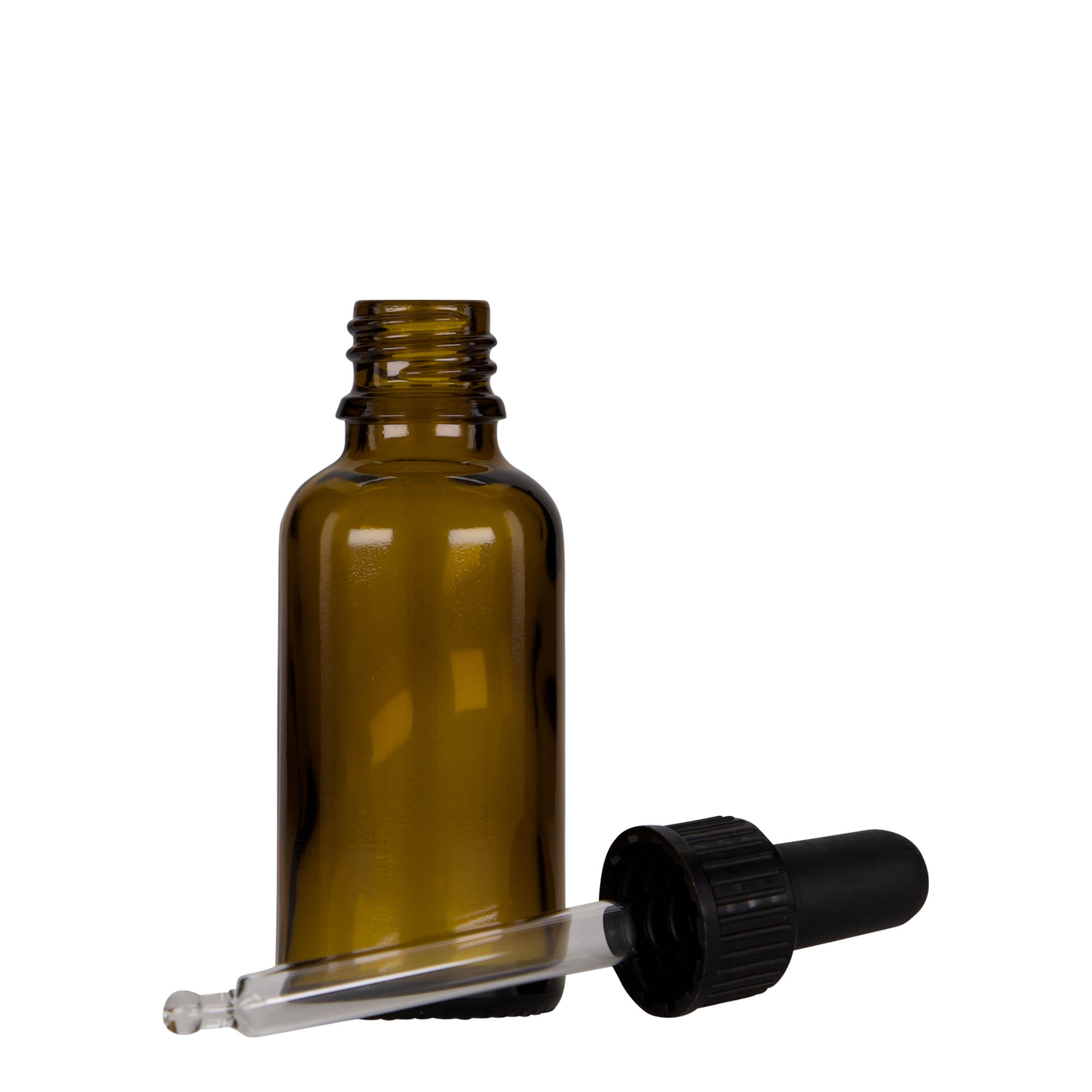 30 ml Pipettenflasche Medizin, Glas, braun-schwarz, Mündung: DIN 18 30 ml Pipettenflasche Medizin, Glas, braun-schwarz, Mündung: DIN 18