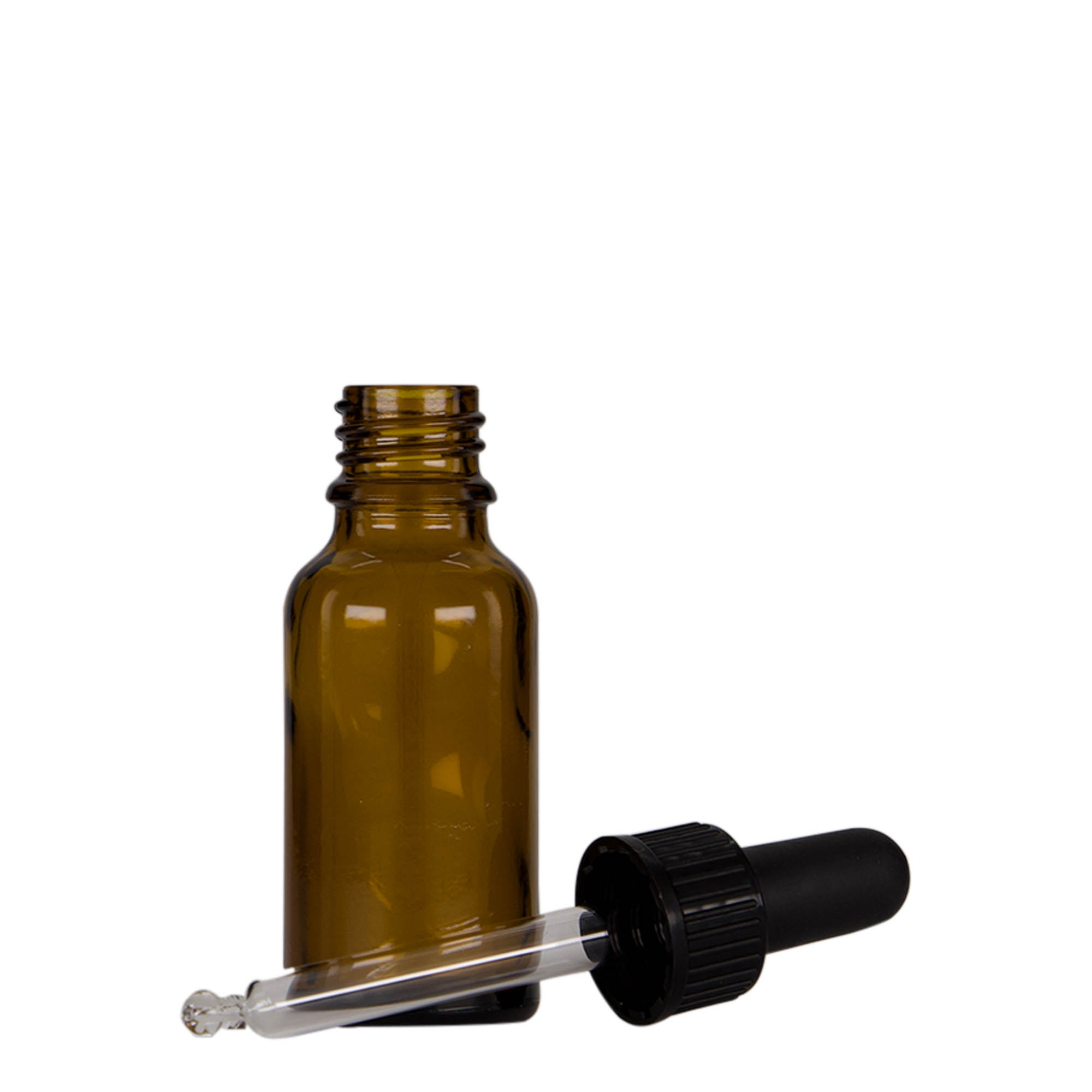20 ml Pipettenflasche Medizin, Glas, braun-schwarz, Mündung: DIN 18 20 ml Pipettenflasche Medizin, Glas, braun-schwarz, Mündung: DIN 18