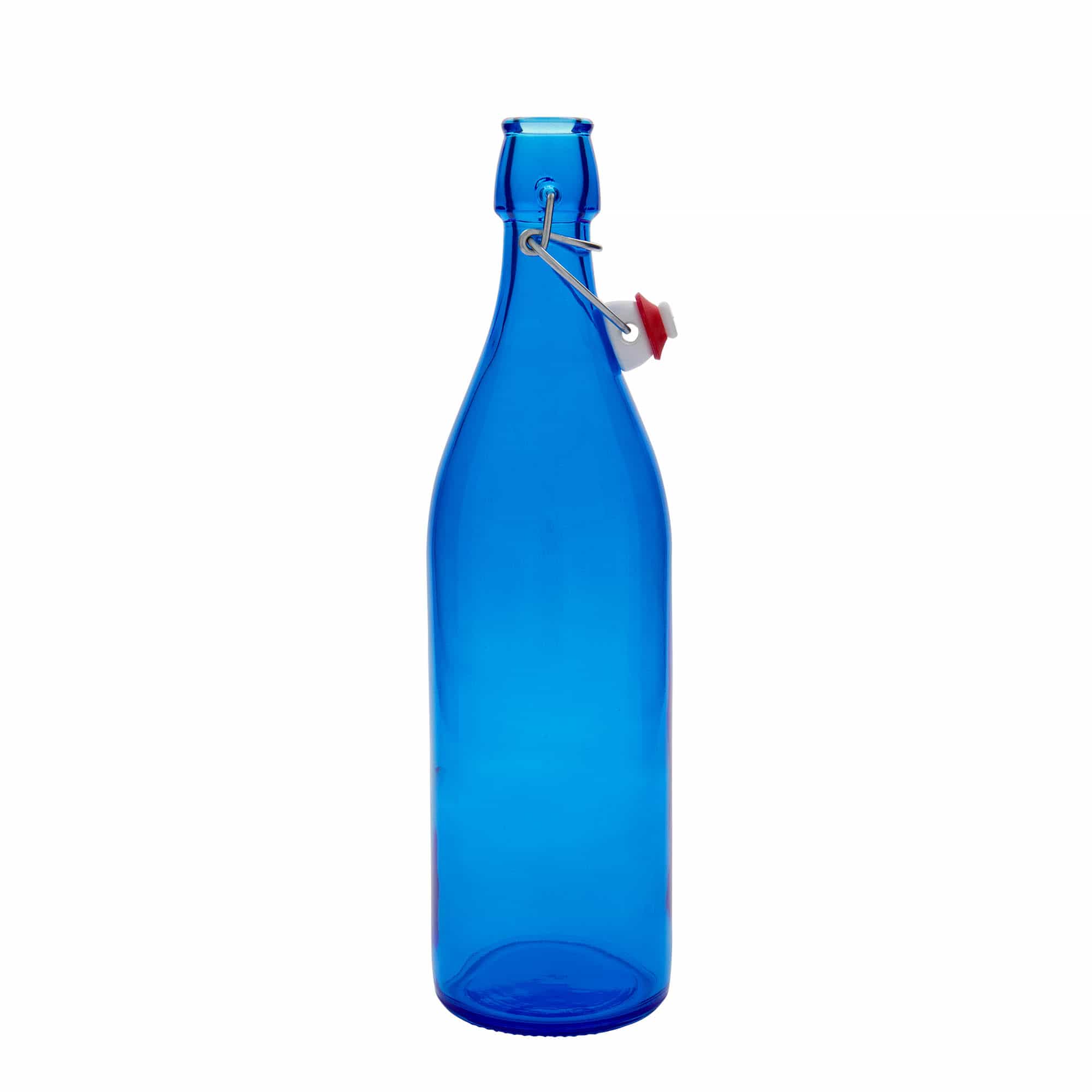 1.000 ml Glasflasche «Giara», blau, Mündung: Bügelverschluss