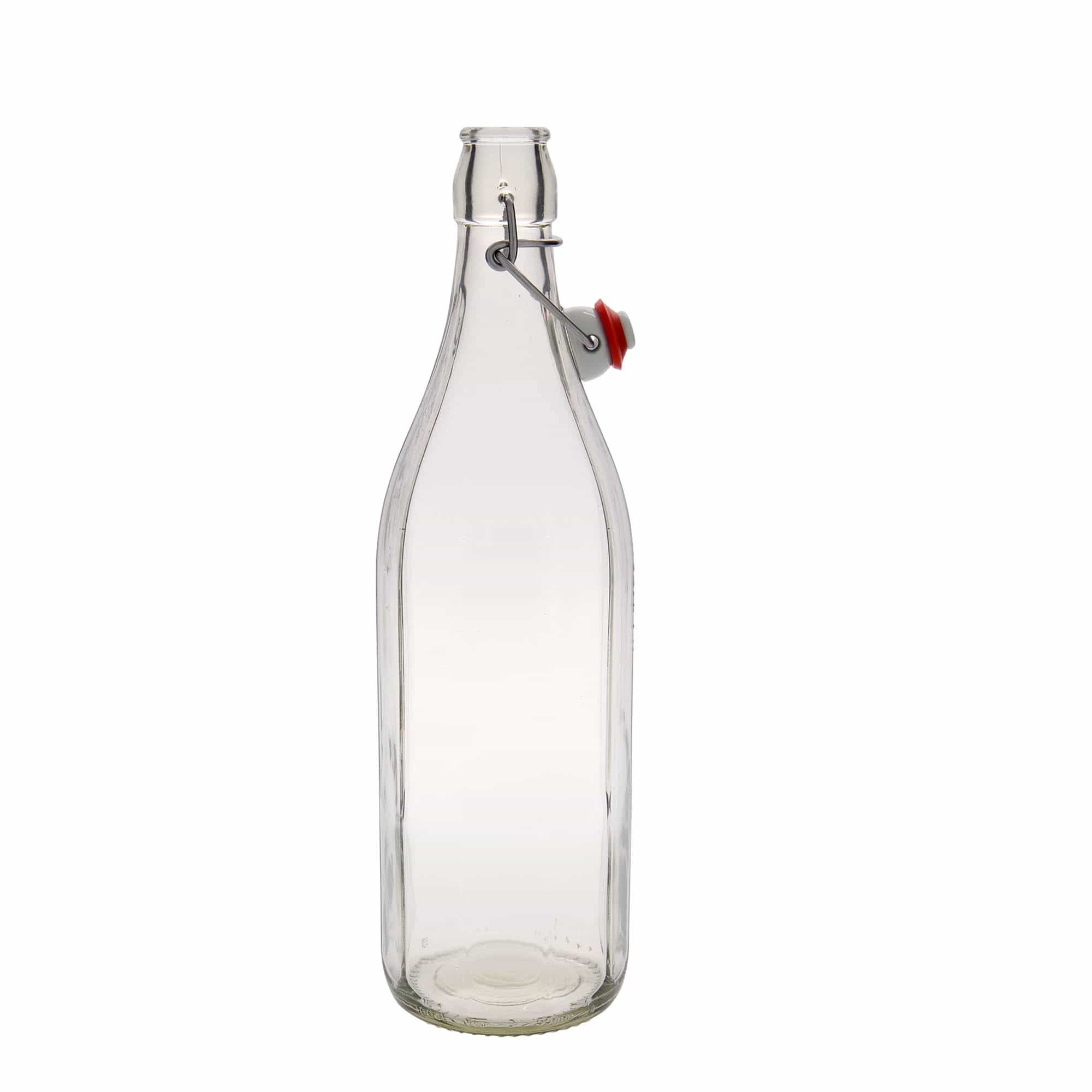 1.000 ml Glasflasche «Bravo», zehneckig, Mündung: Bügelverschluss