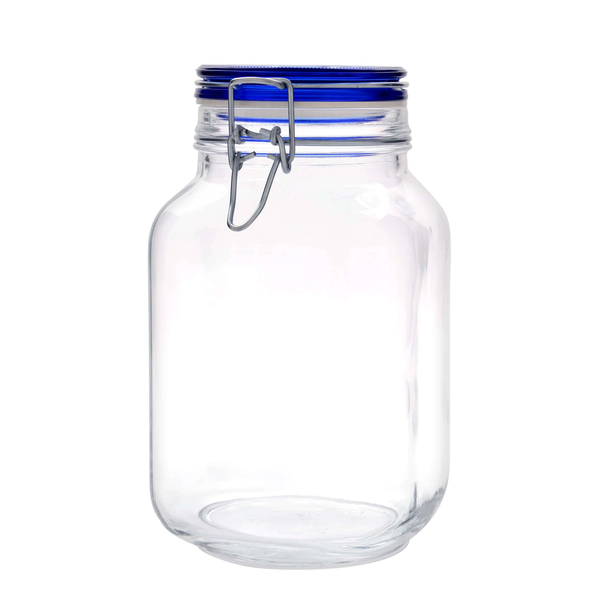 2.000 ml Drahtbügelglas «Fido» Blue Top, quadratisch, Mündung: Drahtbügelverschluss