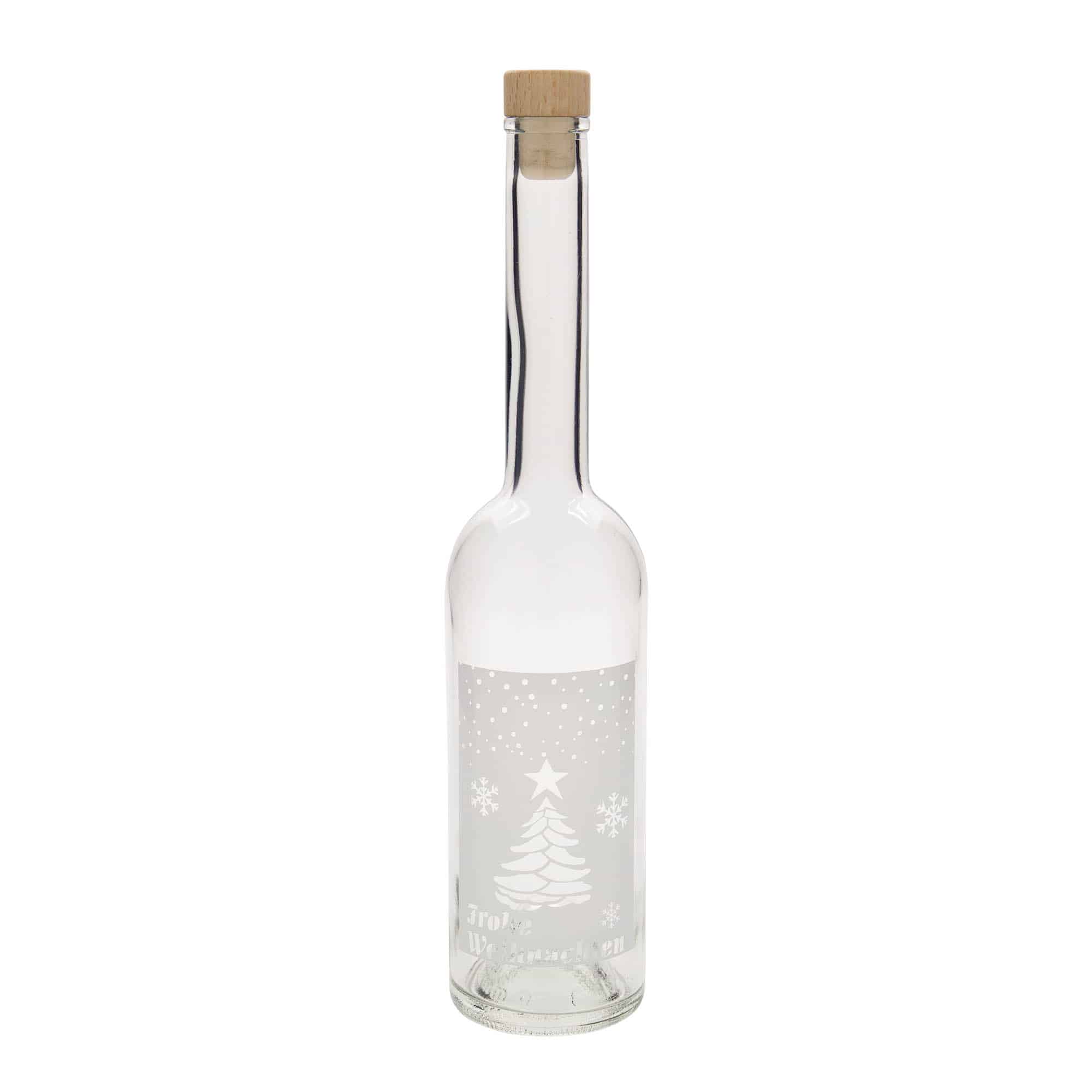 500 ml Glasflasche «Opera», Motiv: Weisse Weihnachten, Mündung: Kork