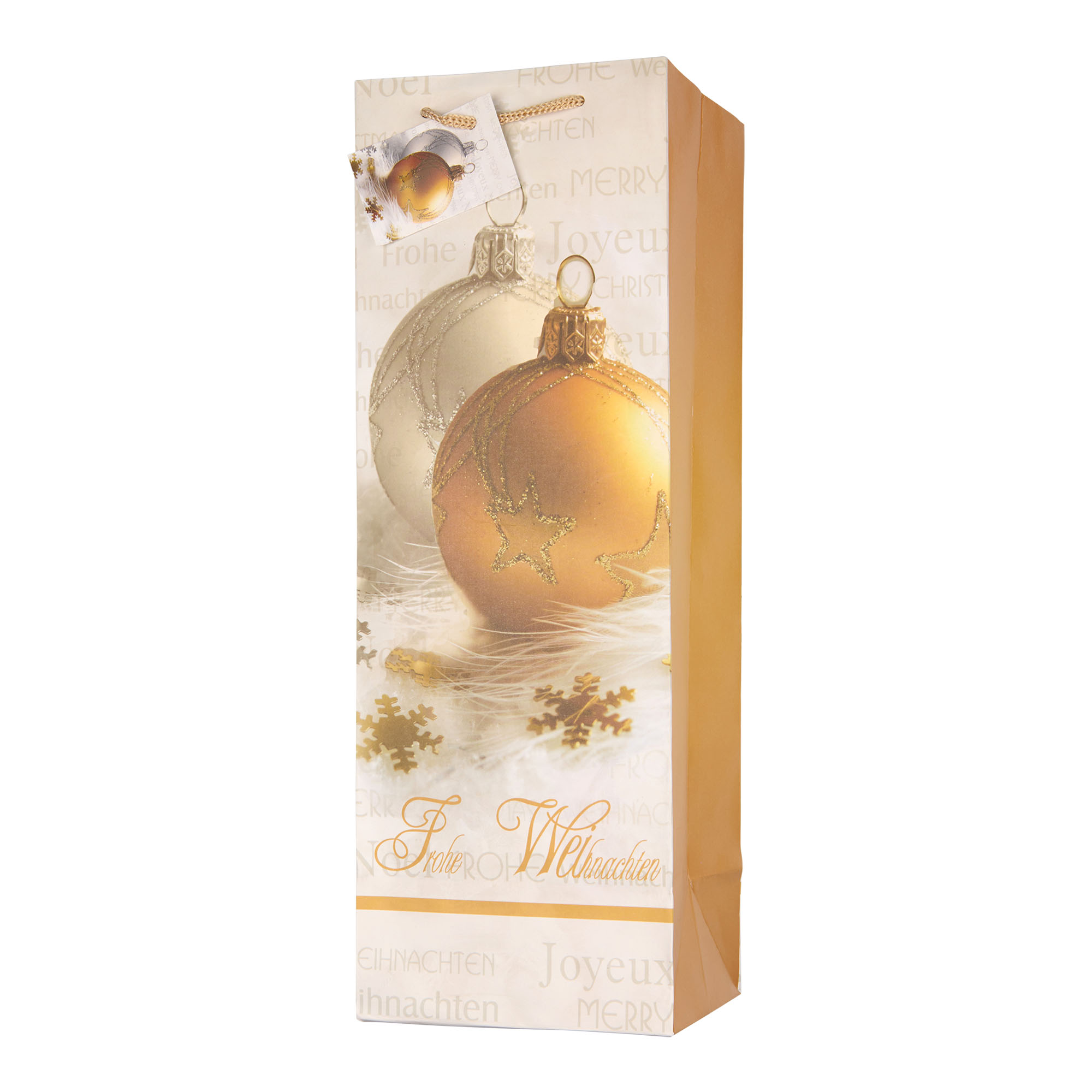 Flaschentasche, quadratisch, Papier, gold