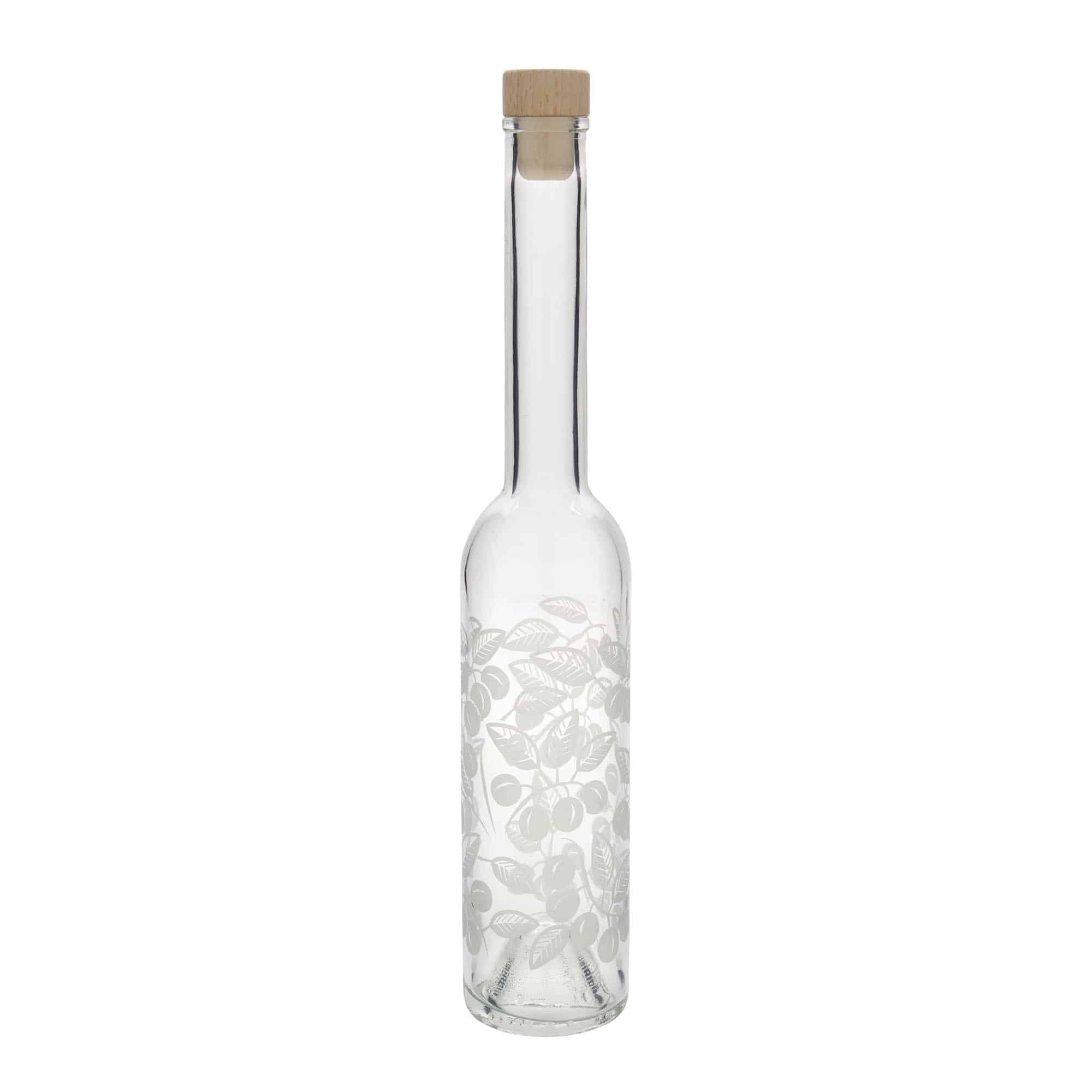 350 ml Glasflasche 'Opera', Motiv: Mirabellen, Mündung: Kork
