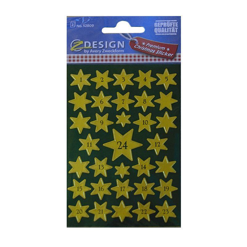 Zweckform Sticker «Adventskalender 1-24», Papier, gold