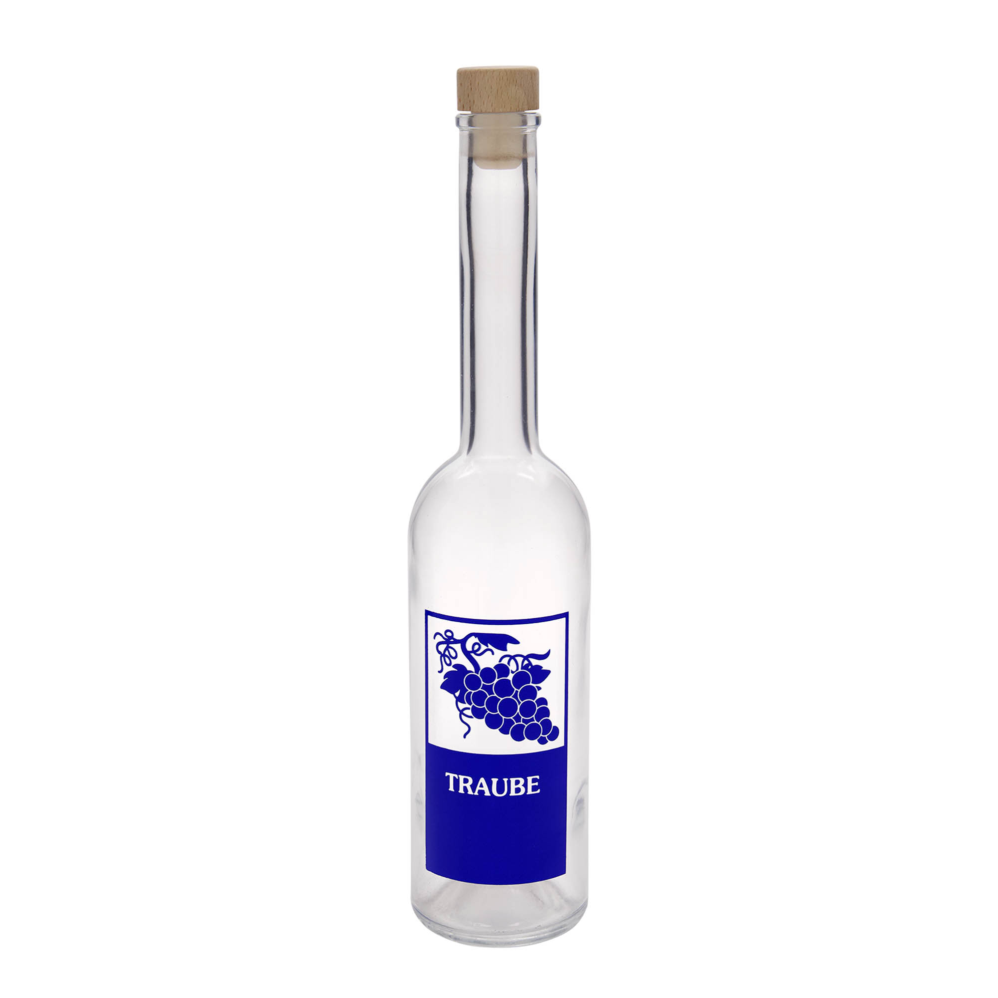 500 ml Glasflasche 'Opera', Motiv: Traube, Mündung: Kork 500 ml Glasflasche 'Opera', Motiv: Traube, Mündung: Kork