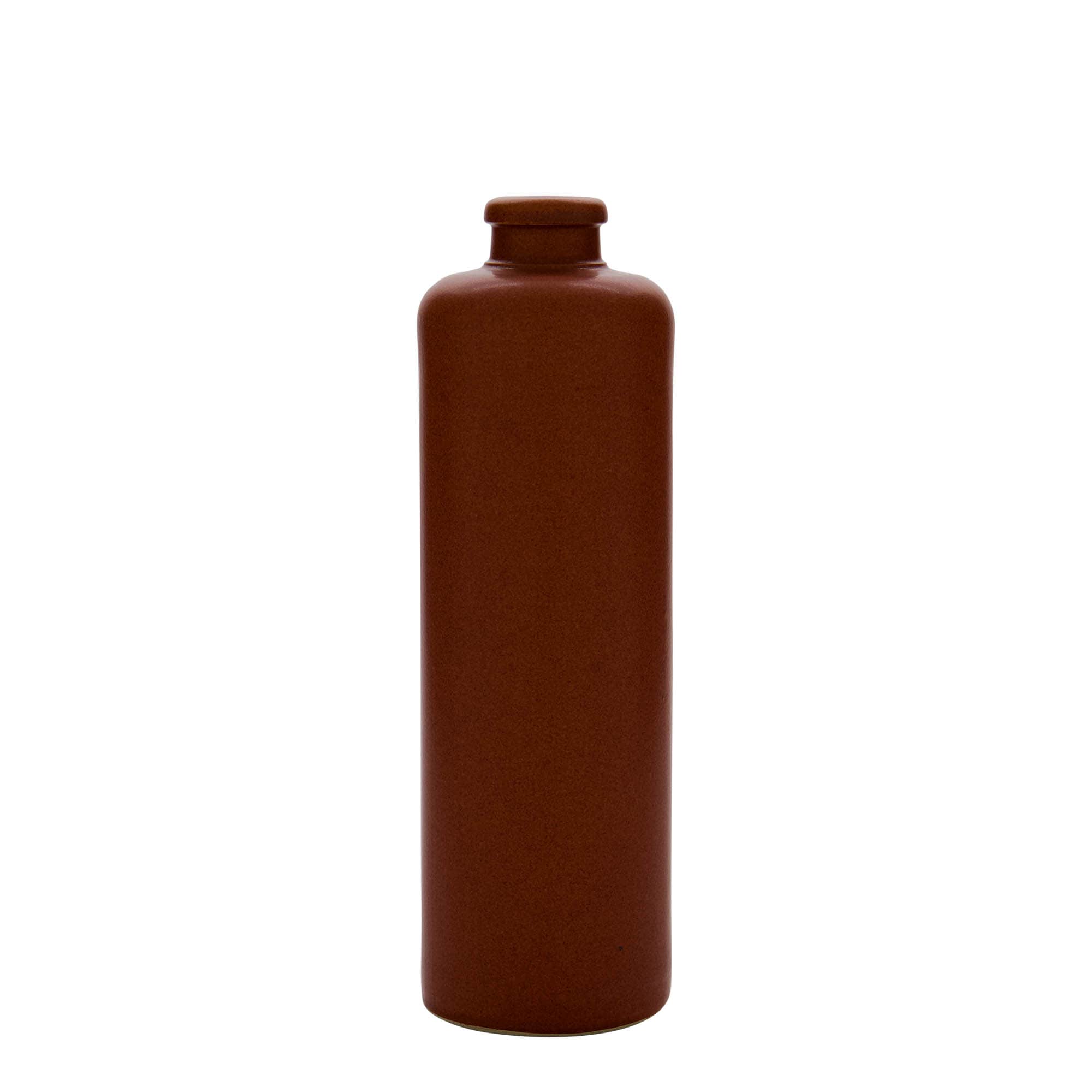 500 ml Tonkrug, Steinzeug, rot-braun, Mündung: Kork