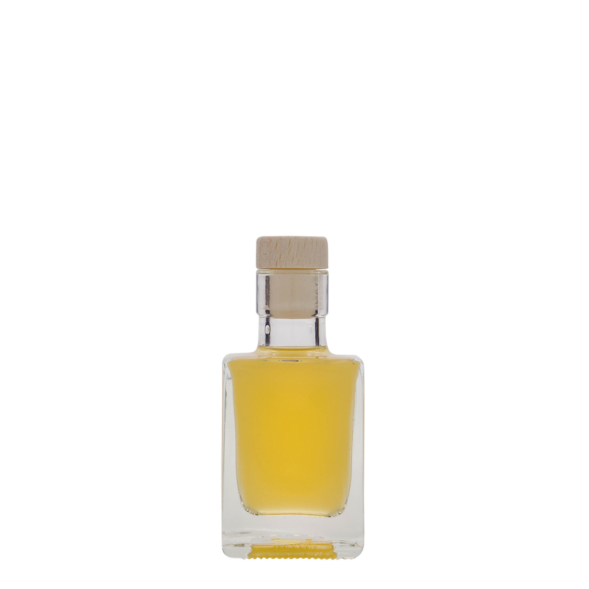 50 ml Glasflasche «Cube», quadratisch, Mündung: Kork