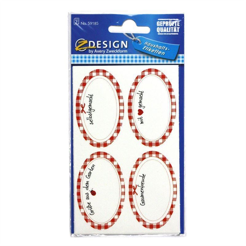 Zweckform Etiketten «Selbstgemacht», oval, Papier, mehrfarbig
