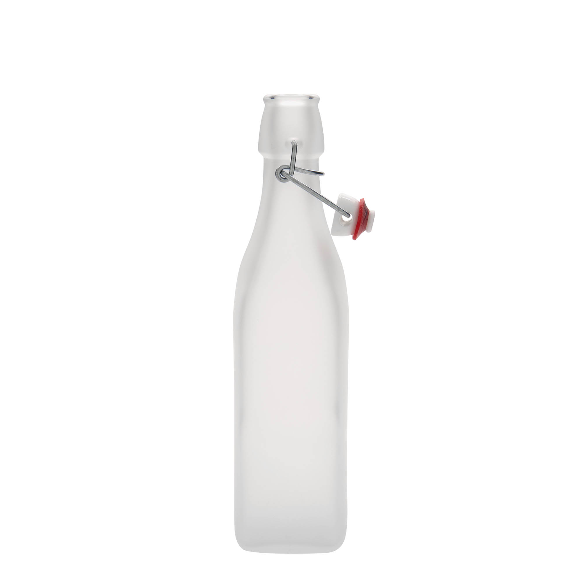 500 ml Glasflasche «Swing», quadratisch, weiss, Mündung: Bügelverschluss