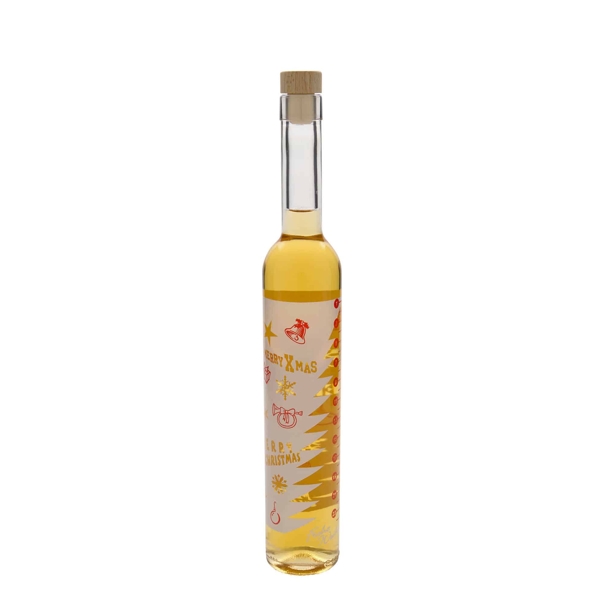 500 ml Glasflasche Maximo bedruckt «Adventskalender», Mündung: Kork