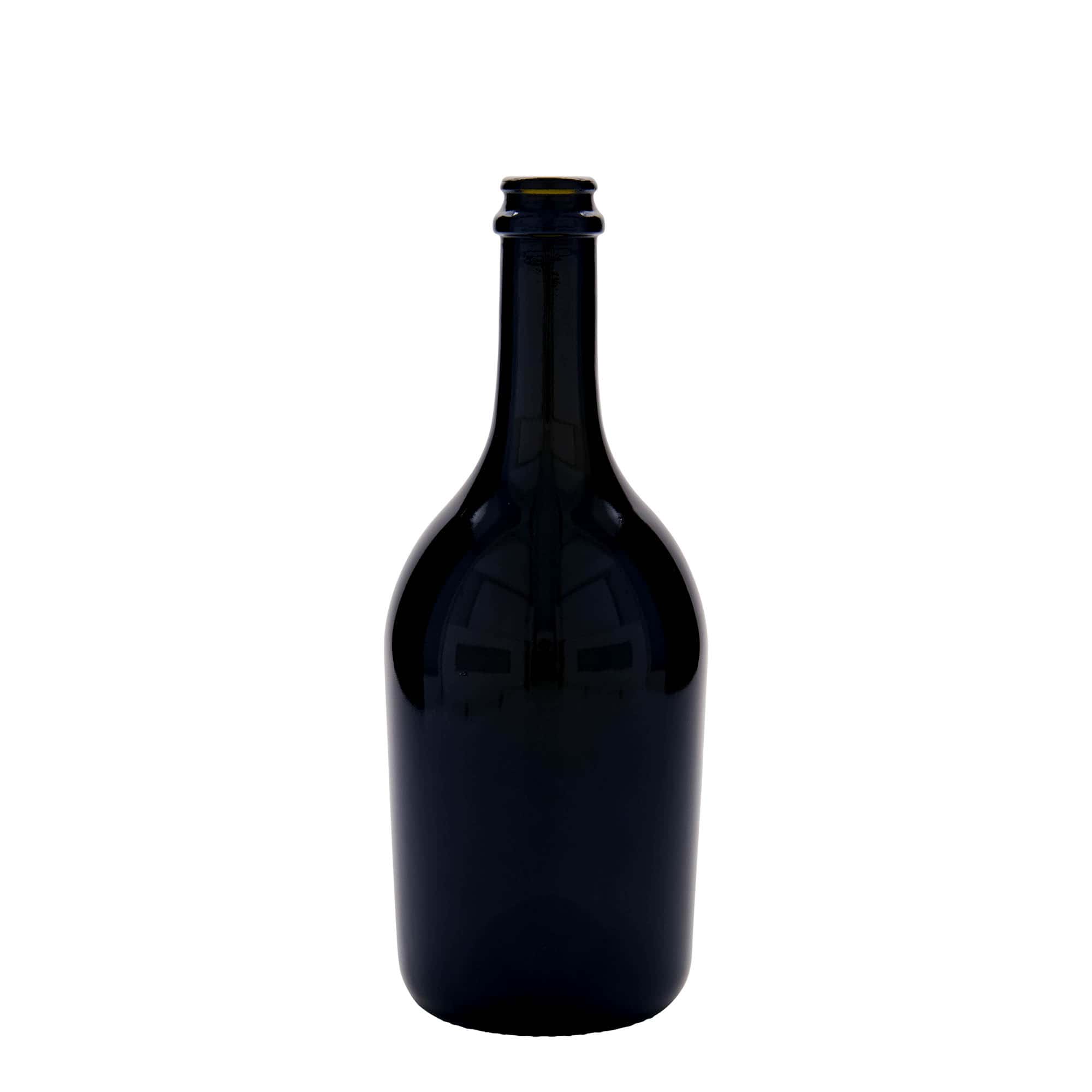 750 ml Bier-/Sektflasche «Butterfly», Glas, antikgrün, Mündung: Kronkorken
