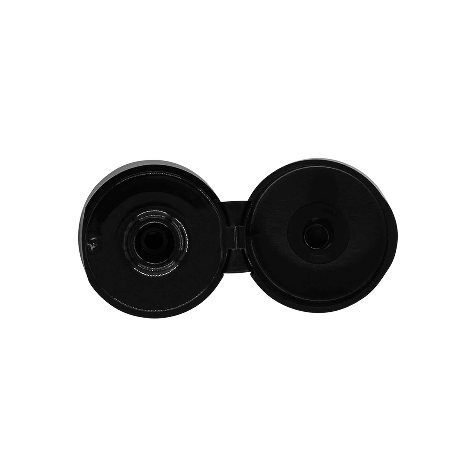 Schraubverschluss Klappscharnier, PP-Kunststoff, schwarz, für Mündung: 24/410