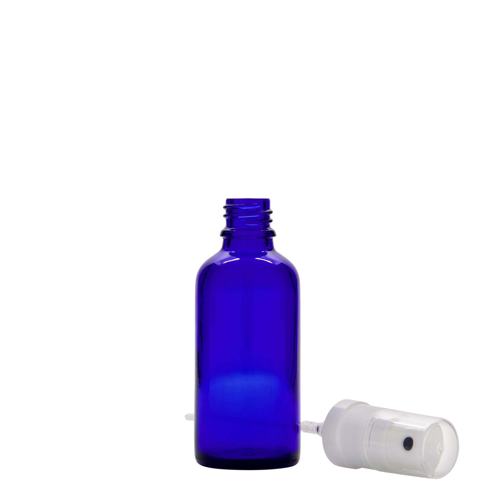 50 ml Sprühflasche Medizin, Glas, royalblau, Mündung: DIN 18 50 ml Sprühflasche Medizin, Glas, royalblau, Mündung: DIN 18