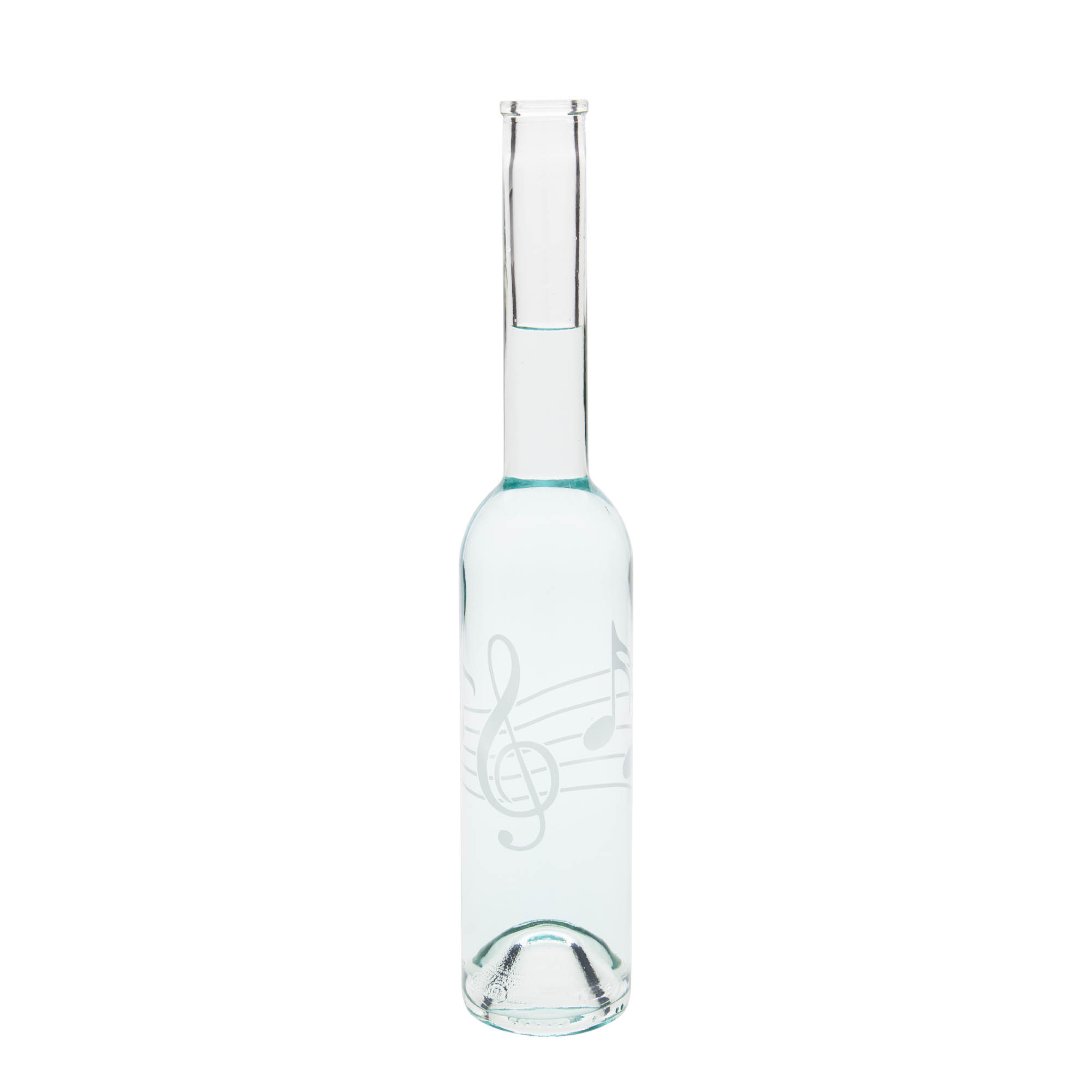 350 ml Glasflasche «Opera», Motiv: Musiknoten, Mündung: Kork