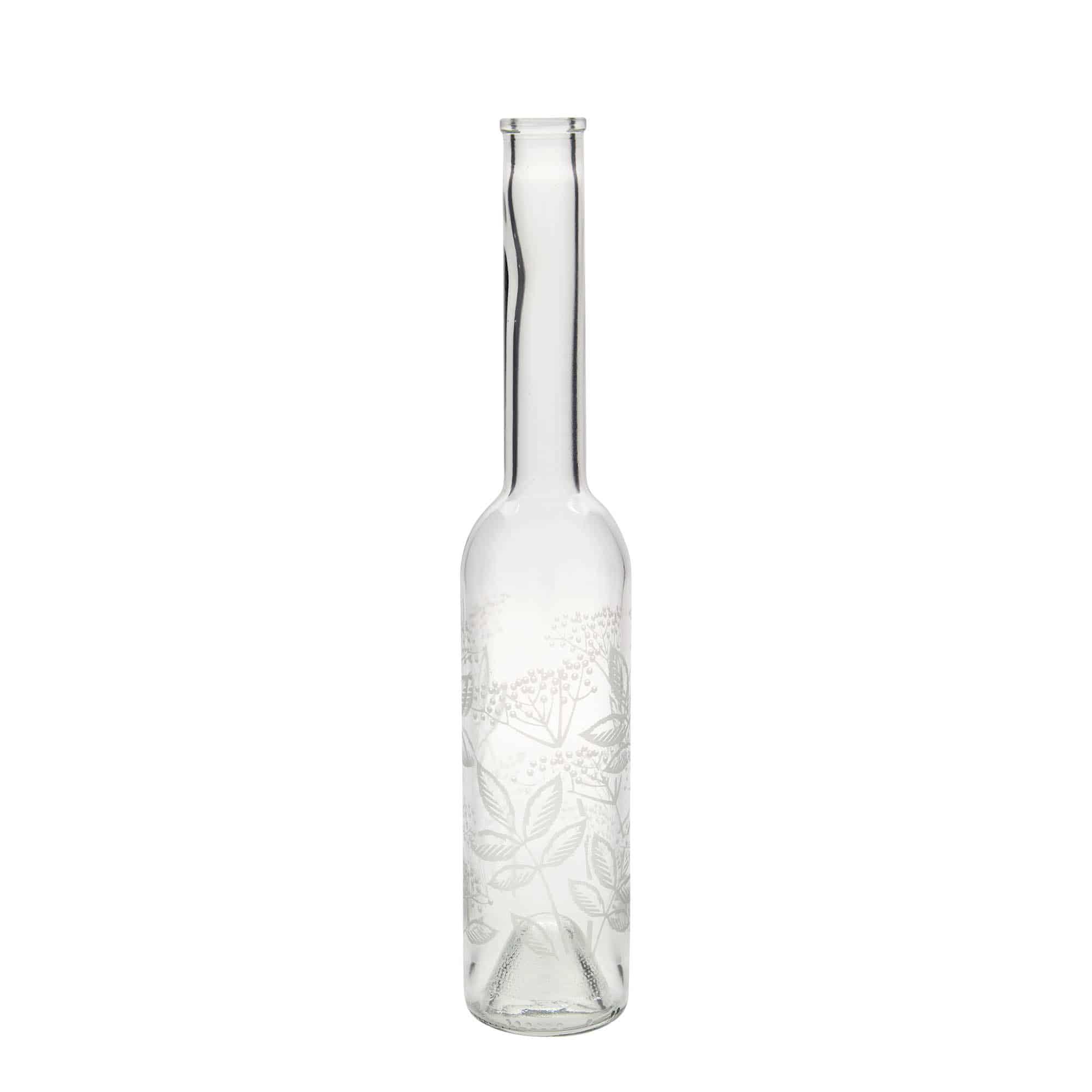 350 ml Glasflasche 'Opera', Motiv: Holunder, Mündung: Kork 350 ml Glasflasche 'Opera', Motiv: Holunder, Mündung: Kork