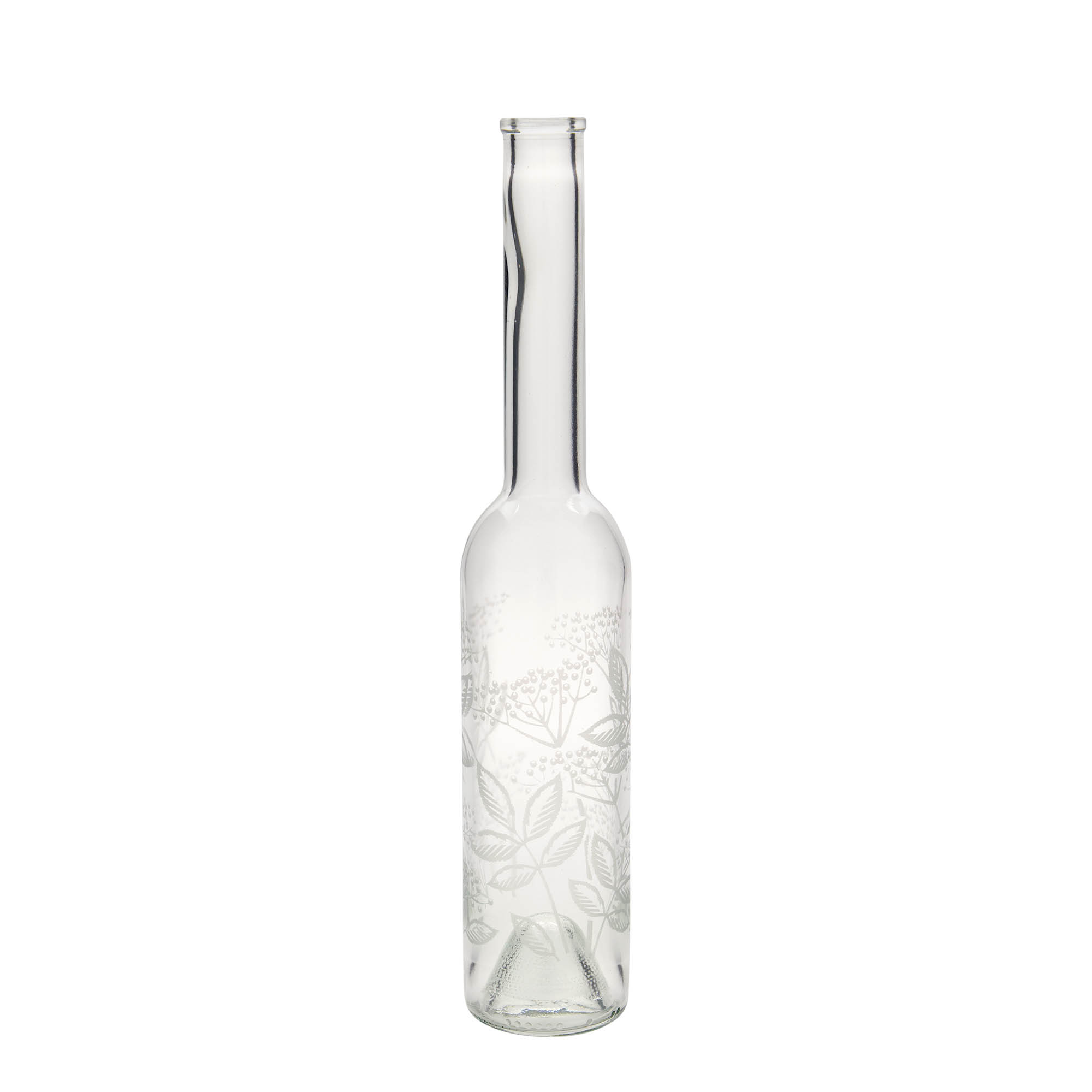 350 ml Glasflasche 'Opera', Motiv: Holunder, Mündung: Kork 350 ml Glasflasche 'Opera', Motiv: Holunder, Mündung: Kork