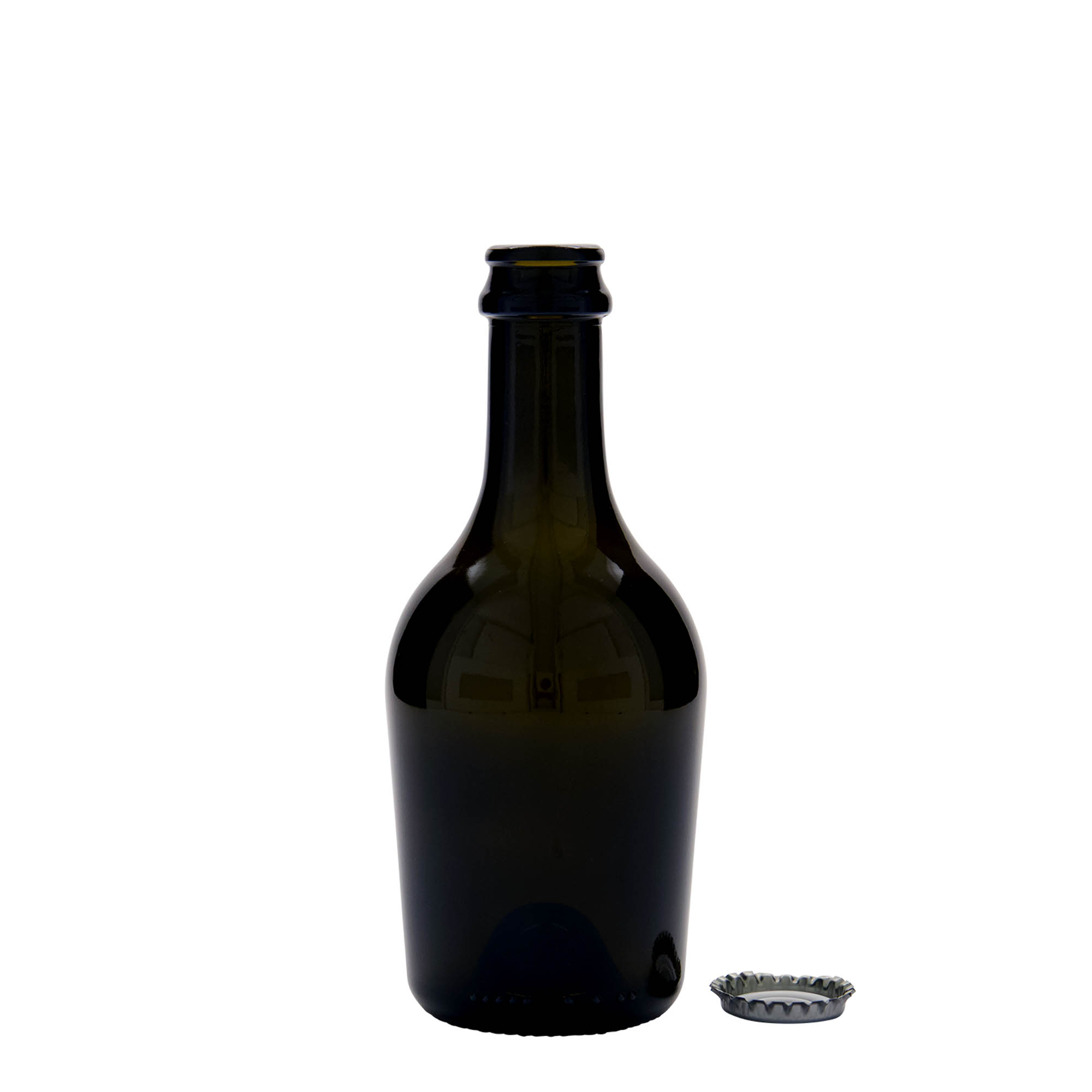 330 ml Bier-/Sektflasche «Butterfly», Glas, antikgrün, Mündung: Kronkorken